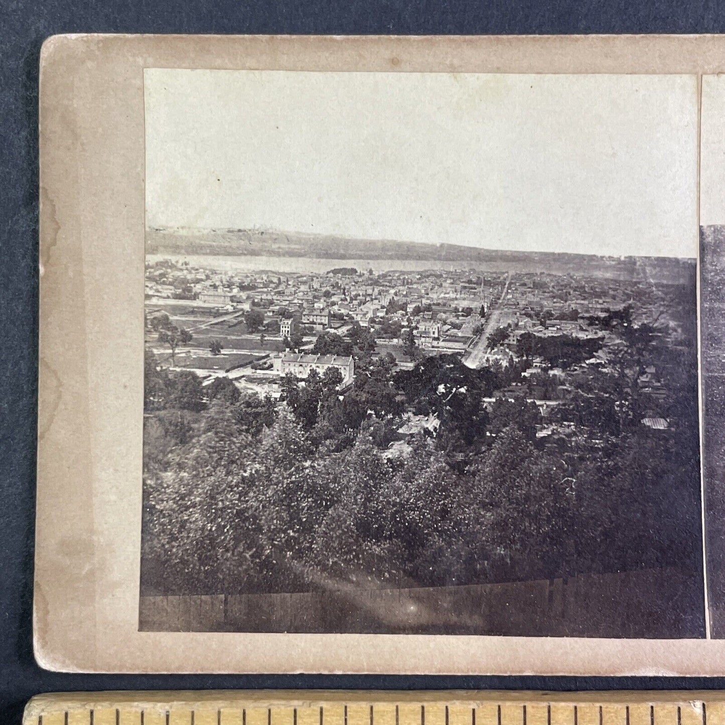 Hamilton Ontario From Escarpment Line Stereoview City View Antique c1860s X4181