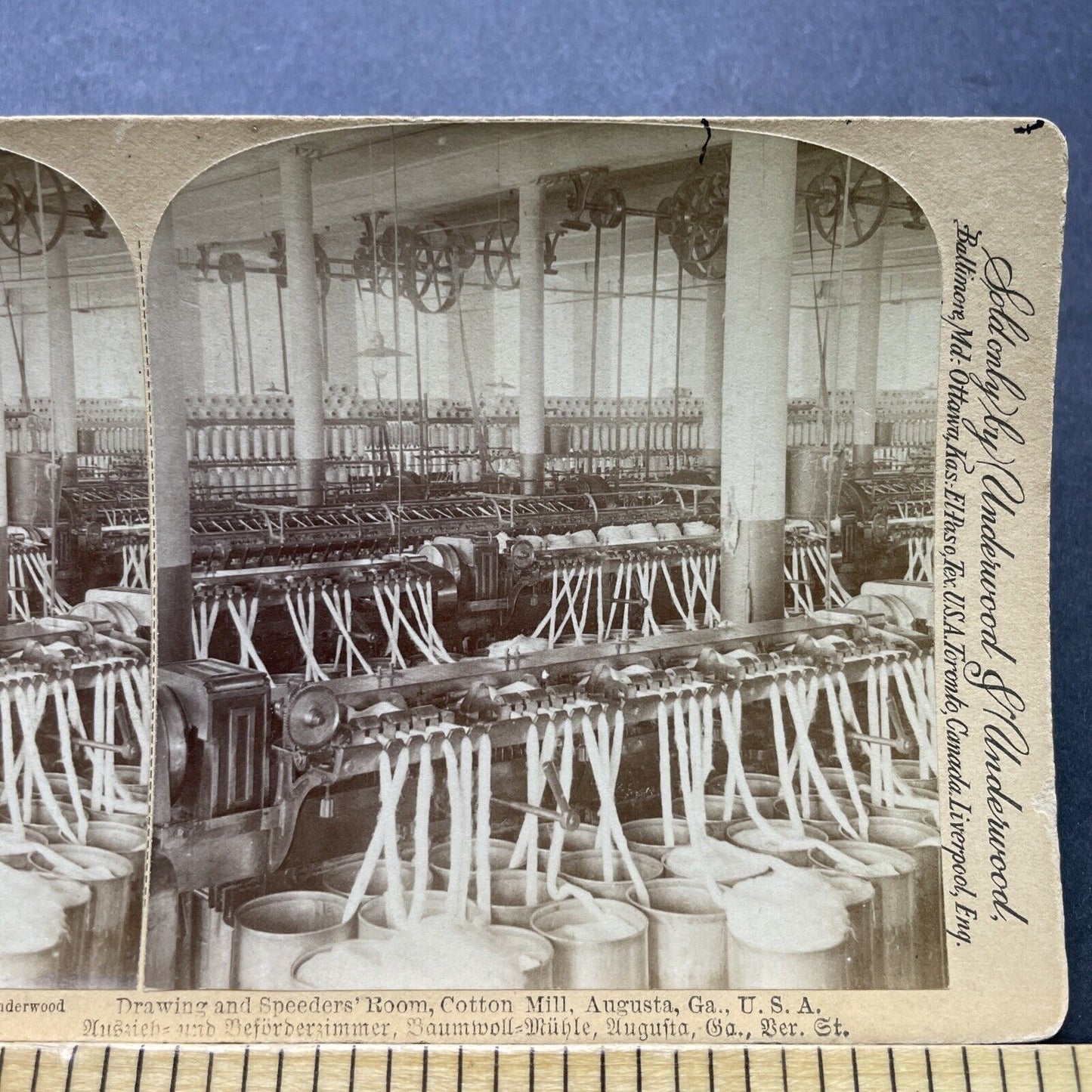 Antique 1892 Cotton Mill Spin Room Augusta Georgia Stereoview Photo Card P2399