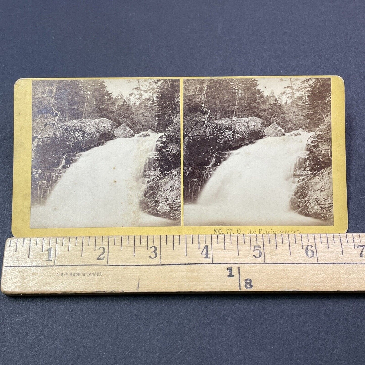 Antique 1870s Pemigewasset River Rapids Waterfall NH Stereoview Photo Card V1950