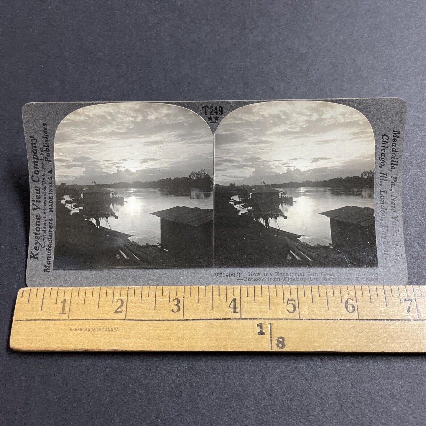 Antique 1920s Babahoyo Ecuador Sunset Town View Stereoview Photo Card P5214