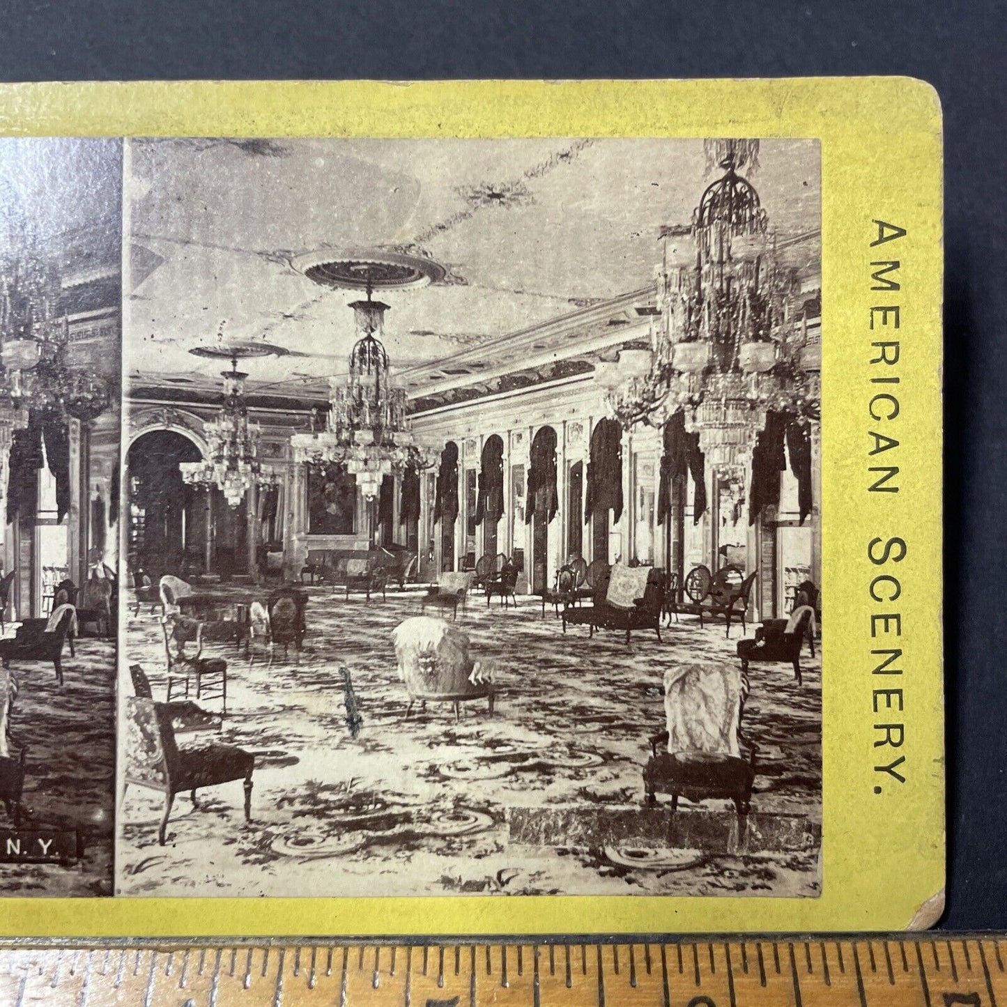 Antique 1870s Great Union Hotel Saratoga NY Stereoview Photo Card Q2224