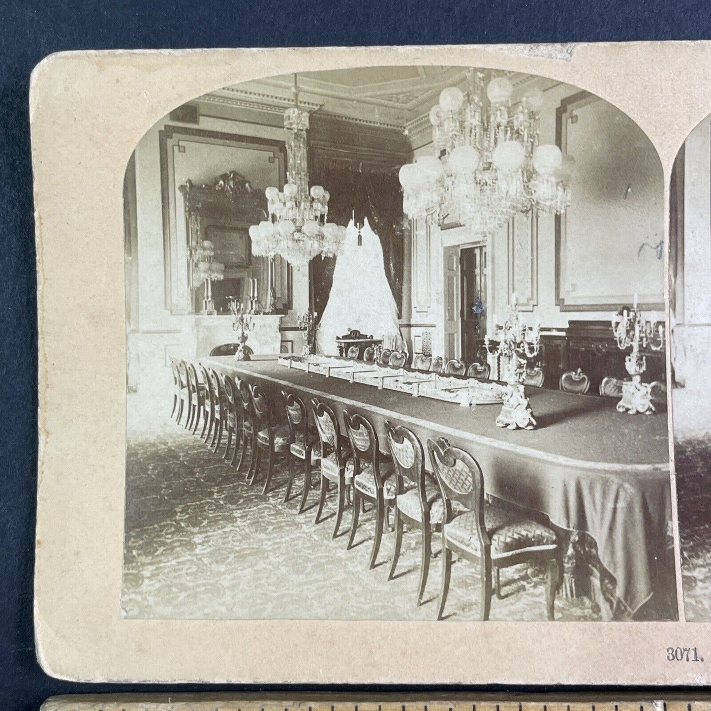 White House Dining Room Stereoview Washington DC Antique c1880 X3876