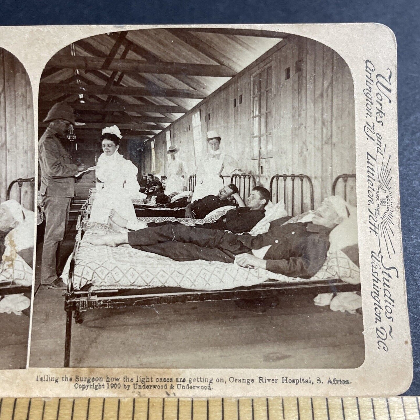 Antique 1900 Injured Boer War Soldiers In Hospital Stereoview Photo Card P5552