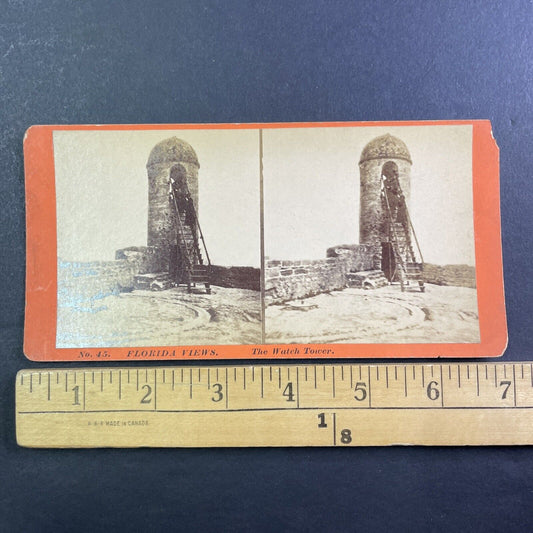 Sentry Tower Fort Marion Stereoview St. Augustine Florida Antique c1870s Y077