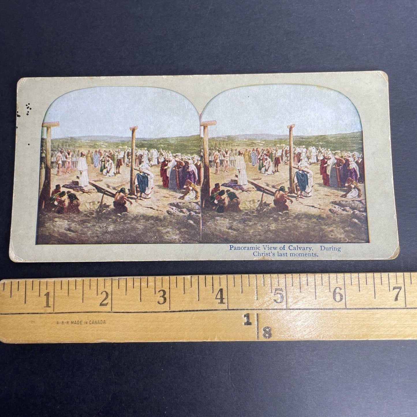 Antique 1902 Jesus Awaits Roman Crucifixion Stereoview Photo Card P1067