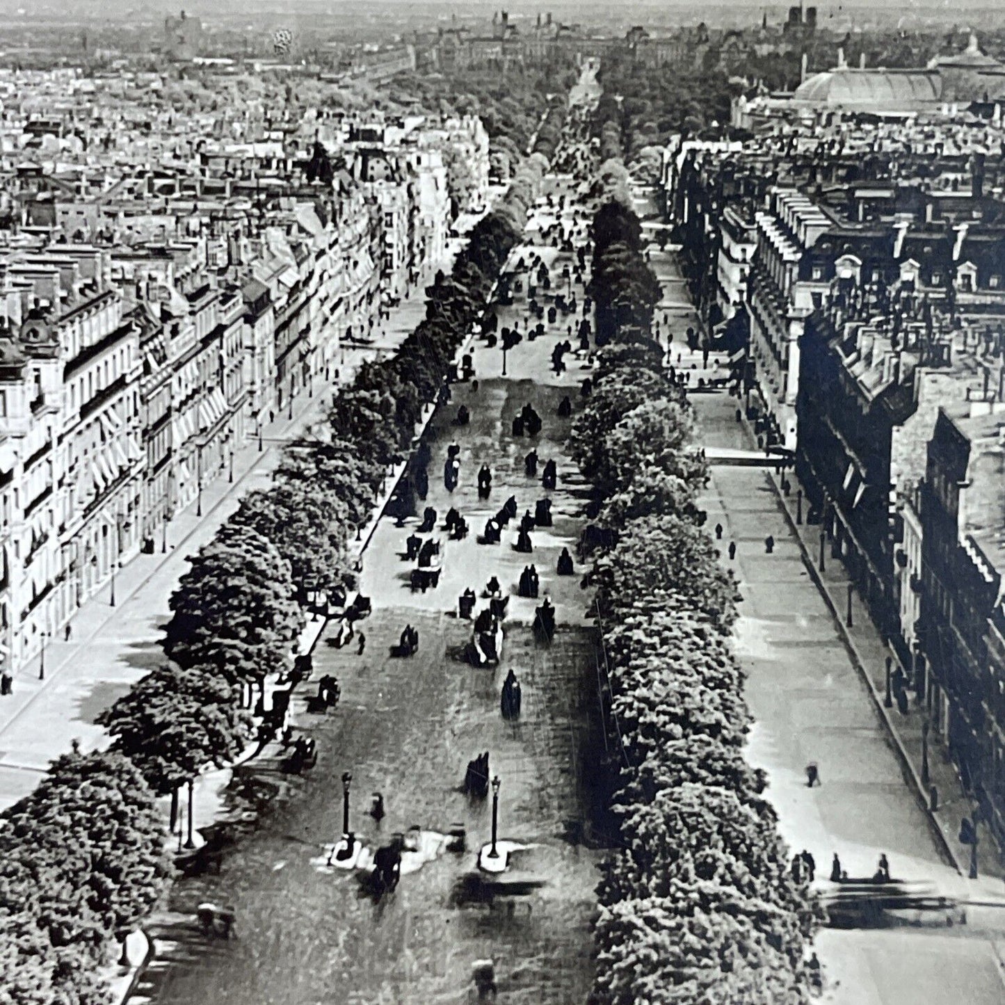 Antique 1909 The Main Street In Paris France Stereoview Photo Card P4258