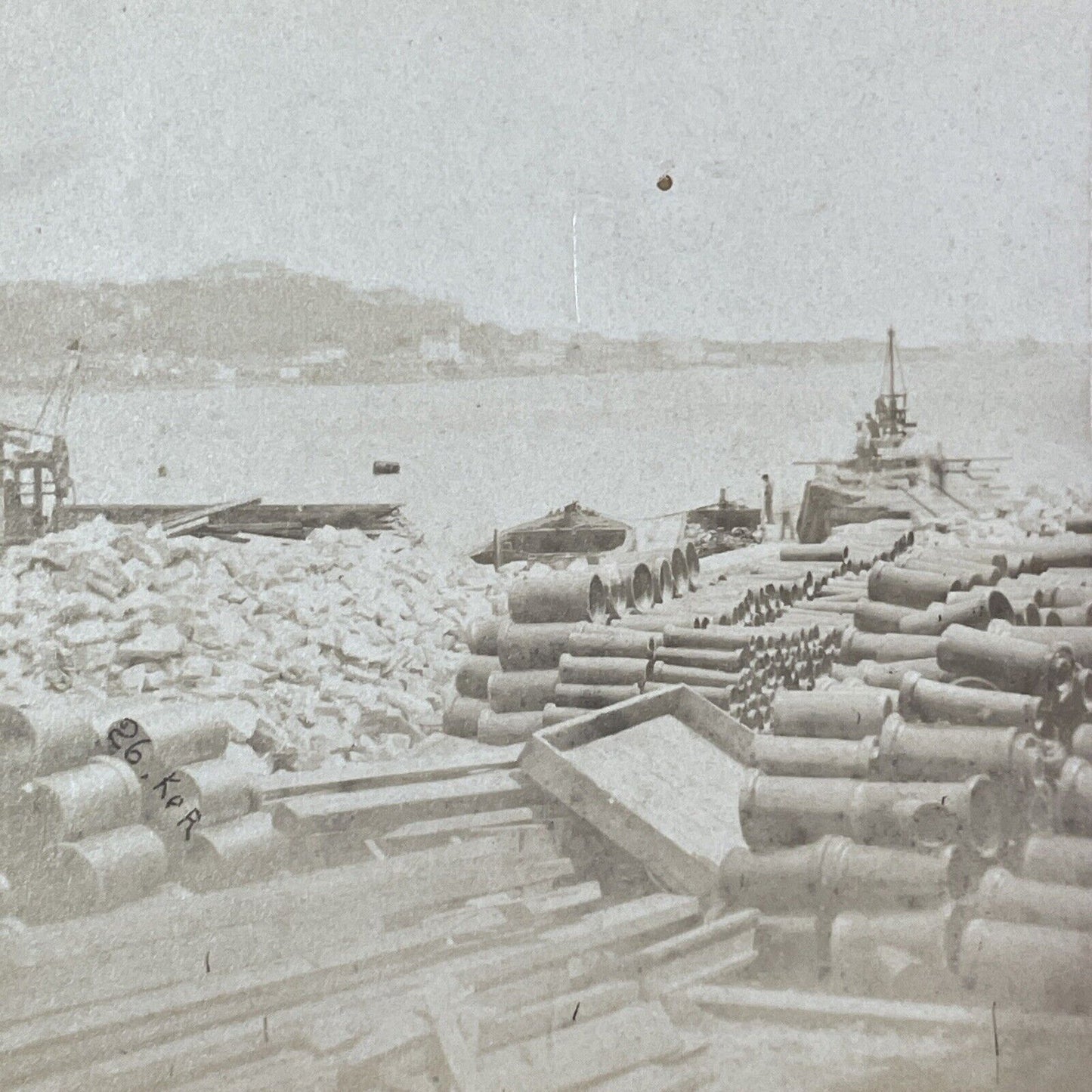 Rio de Janeiro Brazil Port Construction Stereoview RARE Antique c1865 X2616