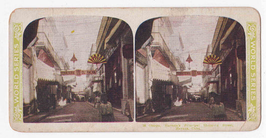 Antique 1905 Ferreteria El Hacha Obispo Street Havana Cuba Stereo Card P313