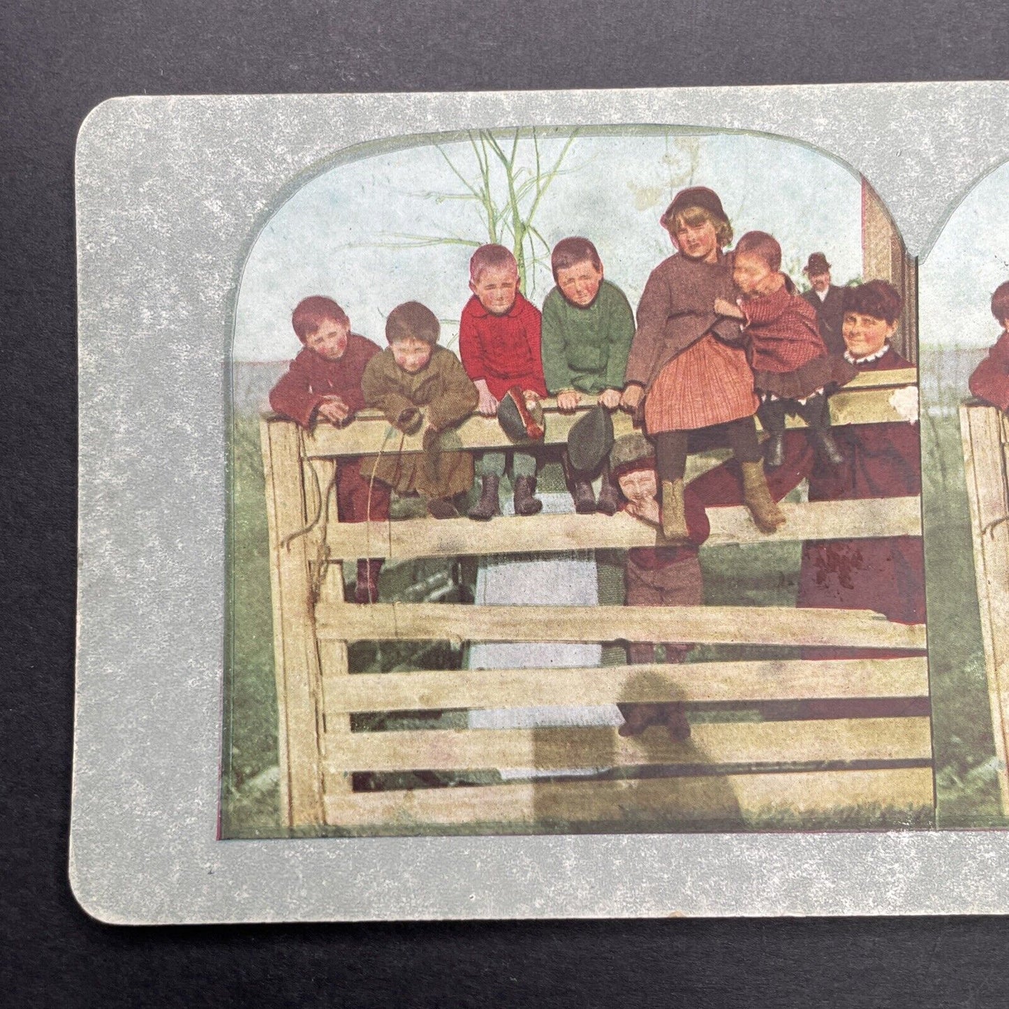 Antique 1898 Children Watching The Circus Stereoview Photo Card P580-049