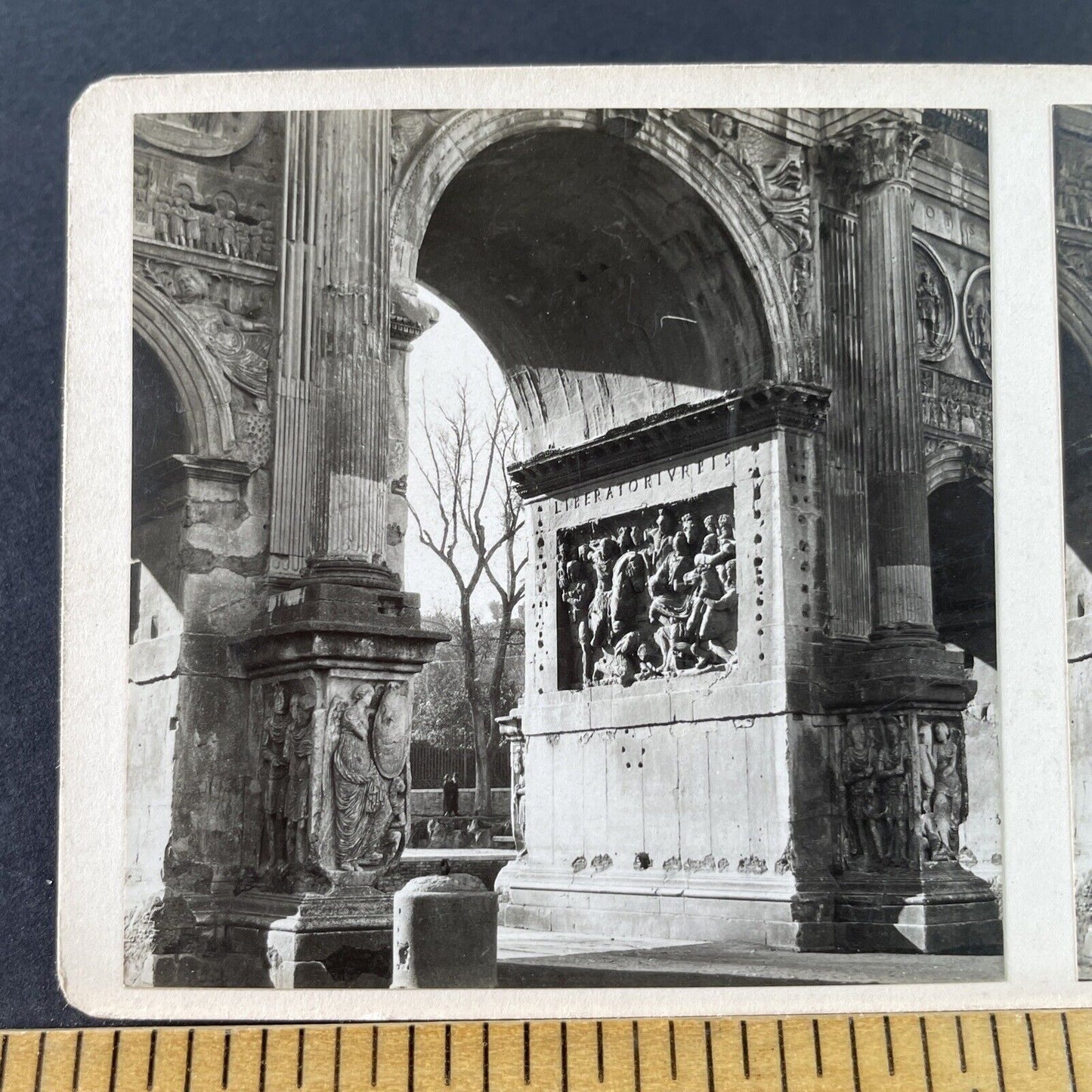 Antique 1925 Arch Of Constantine Rome Italy OOAK Stereoview Photo Card P3243