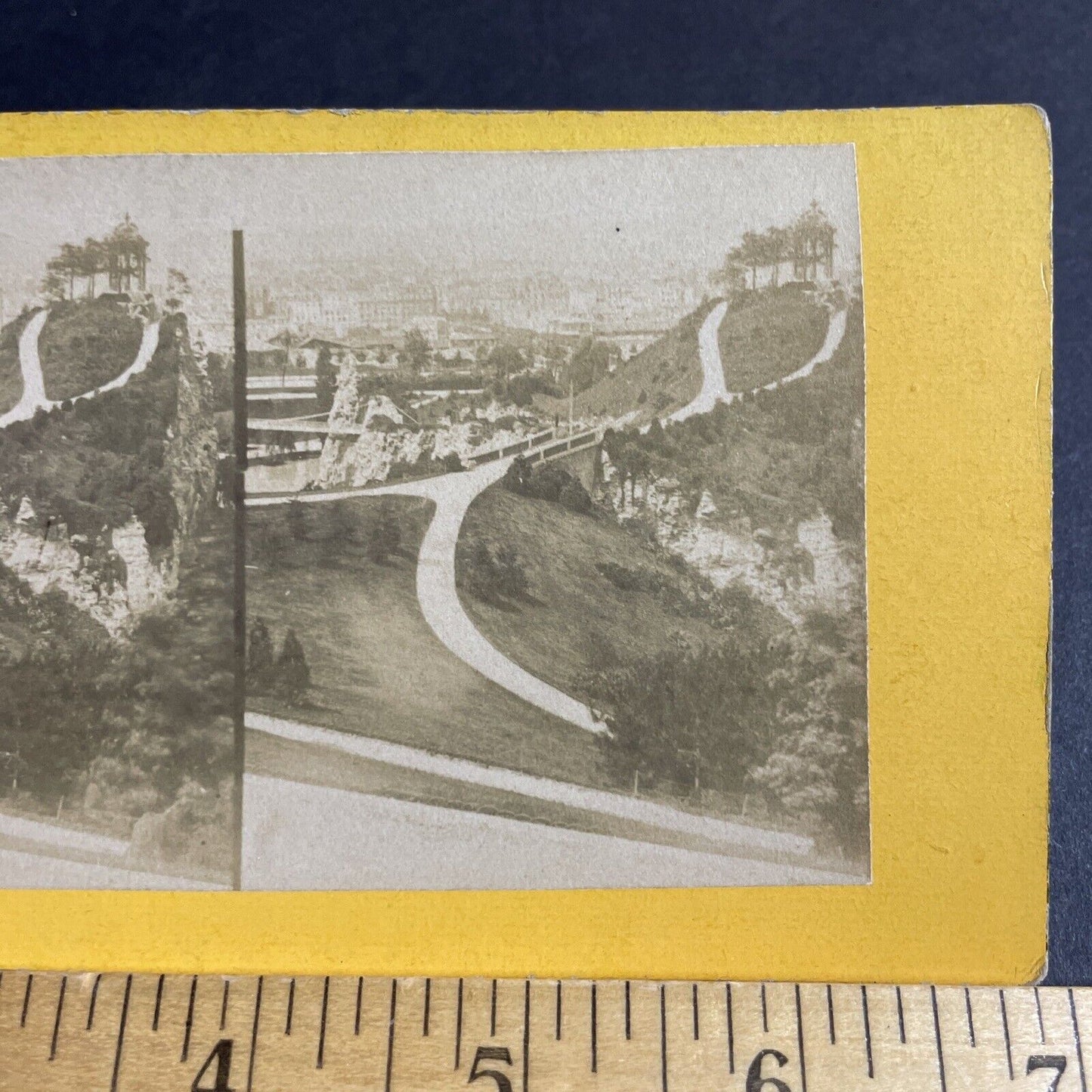 Antique 1870s Parc Des Buttes Chaumont Paris Stereoview Photo Card P4222