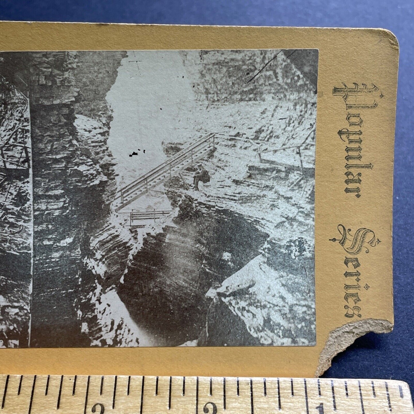 Antique 1860s Whirlwind Gorge Watkins Glen NY Stereoview Photo Card P2092