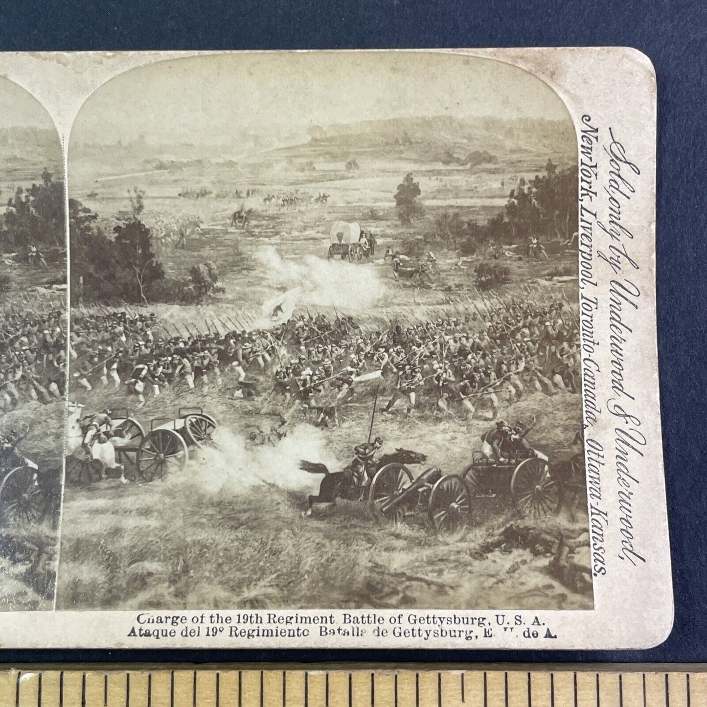 Battle of Gettysburg Civil War Charge Stereoview JF Jarvis Antique c1890s X4126