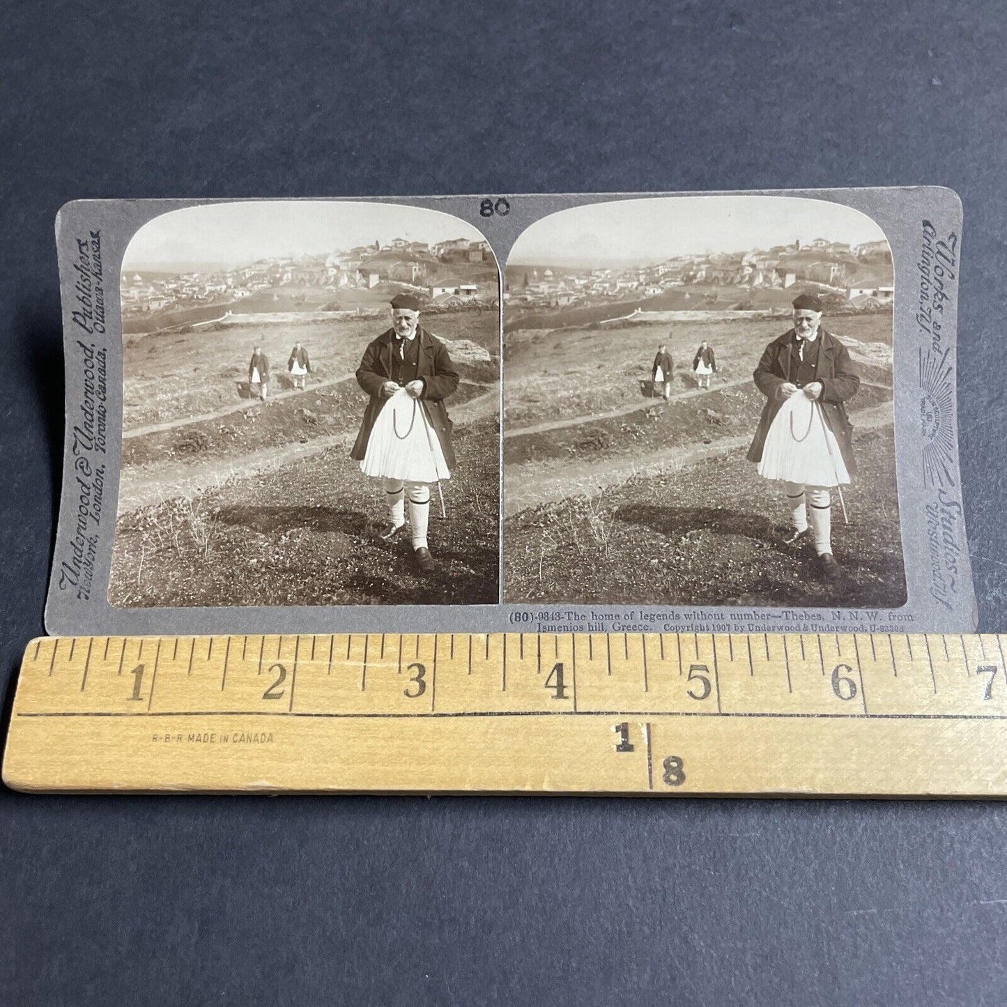 Antique 1907 Man In Traditional Greek Clothing Greece Stereoview Photo Card 4455