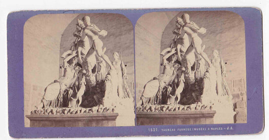 Antique 1870s The Farnese Bull In Museum, Naples, Italy Stereo Card P220