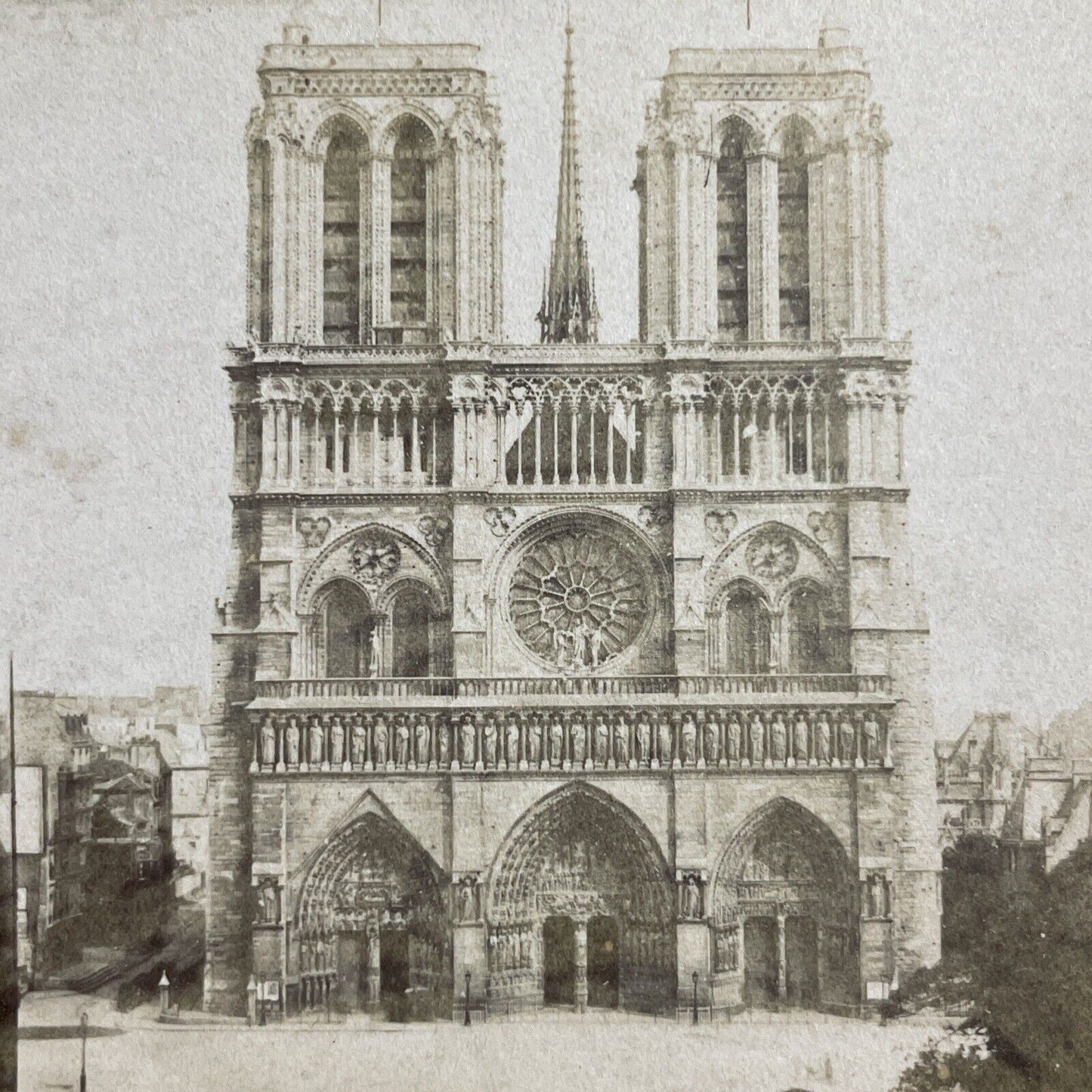 Antique 1870s Notre Dame Cathedral Paris France Stereoview Photo Card P4221