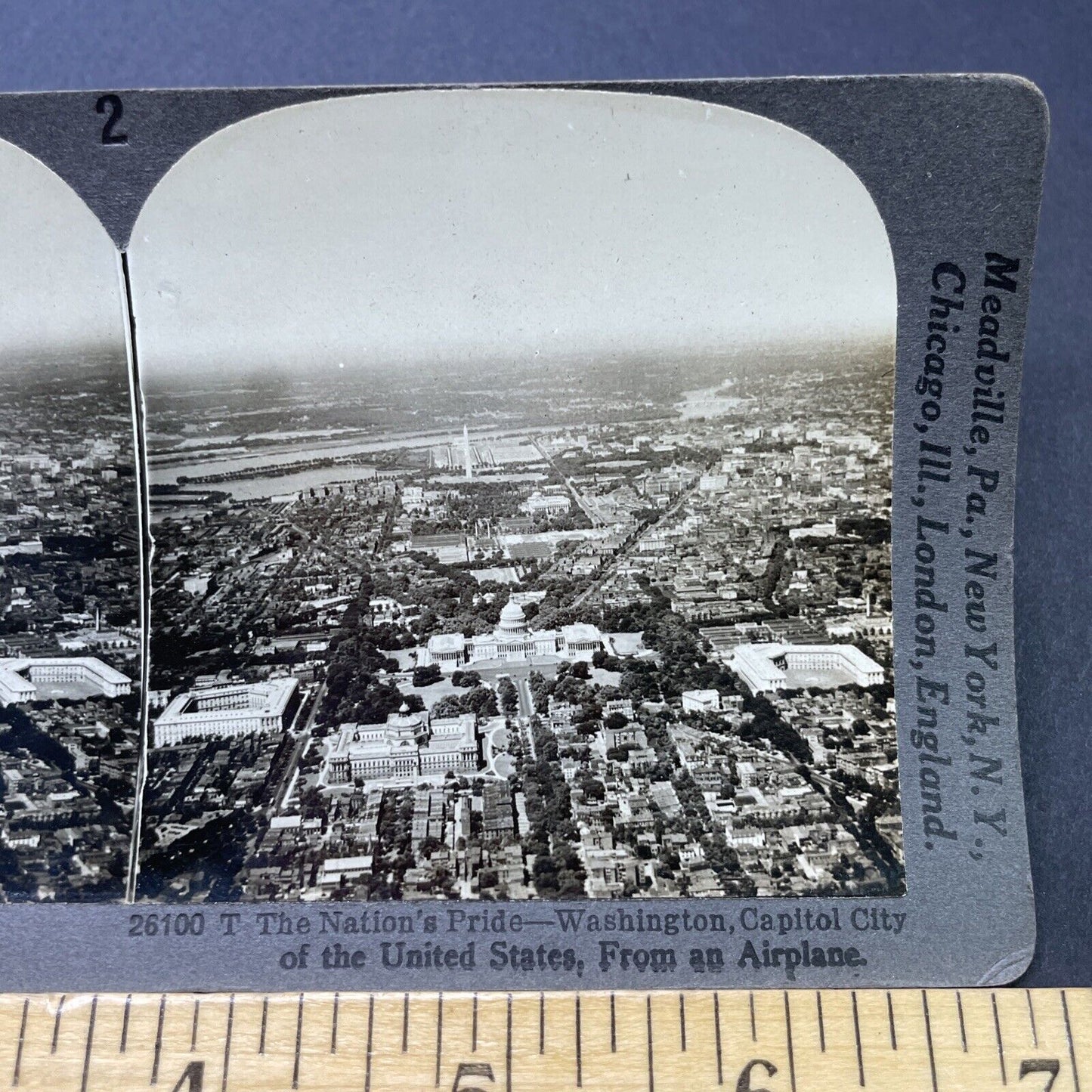 Antique 1920 Washington DC City Aerial View Stereoview Photo Card P2804