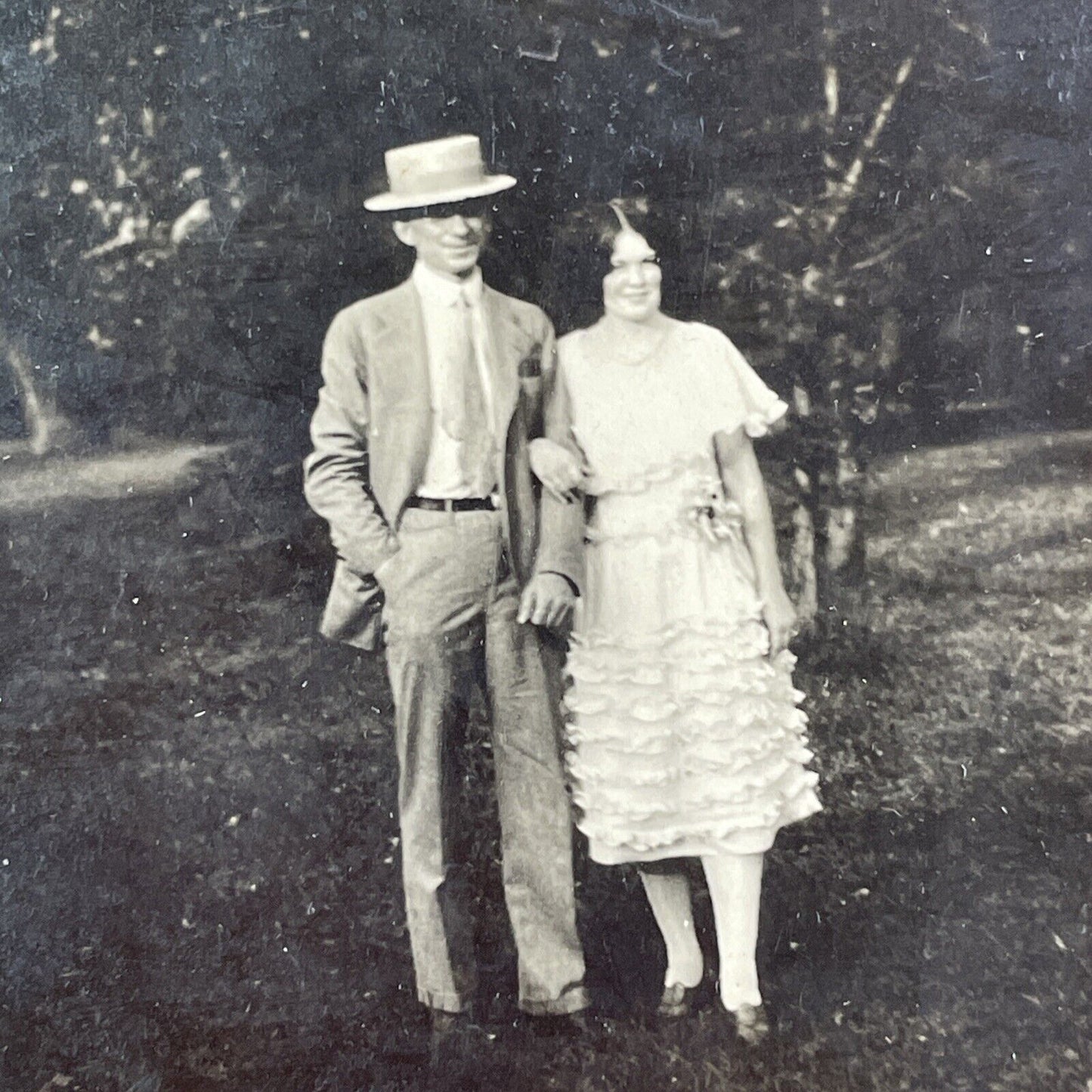 Young Couple In Rochester Minnesota Stereoview Antique c1910 X1591