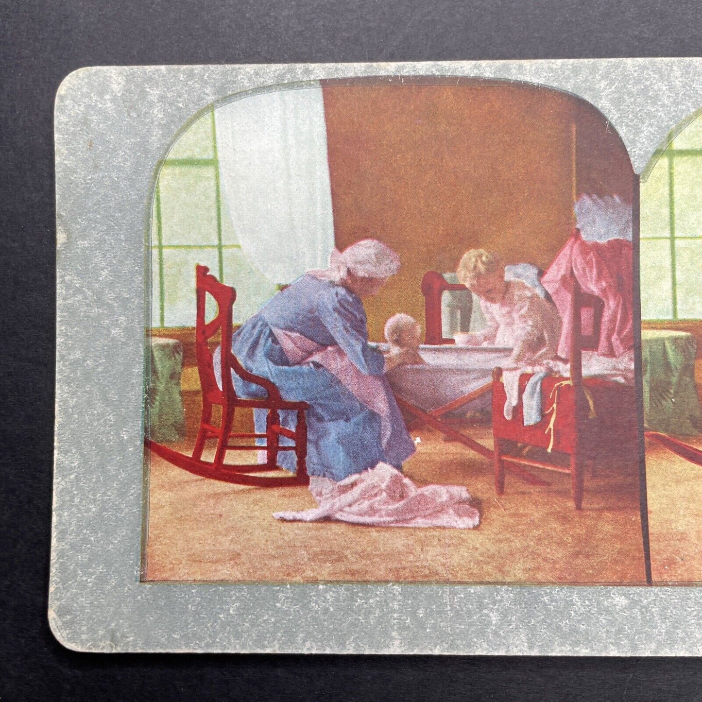 Antique 1898 A Young Mother Doing The Washing Stereoview Photo Card P580-009
