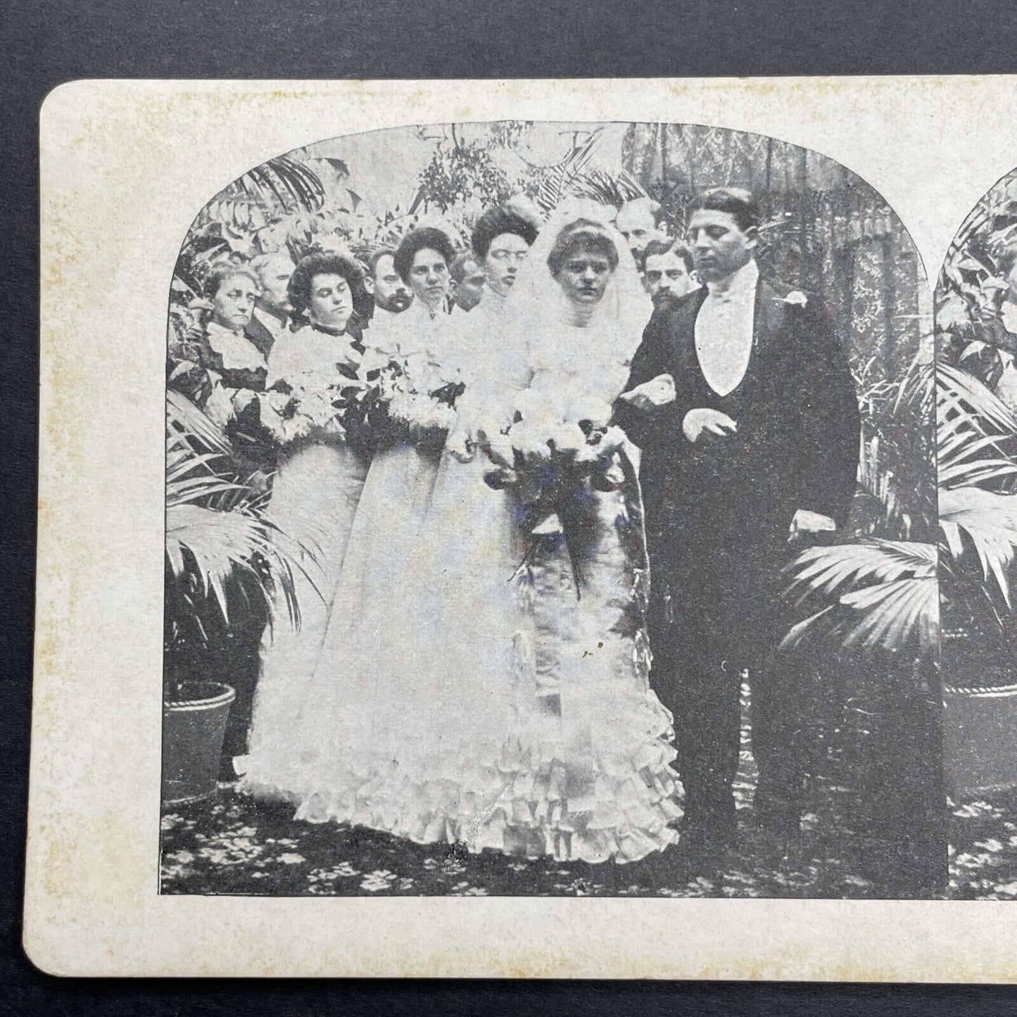 Antique 1905 Bride And Groom Wedding March Stereoview Photo Card P580-028