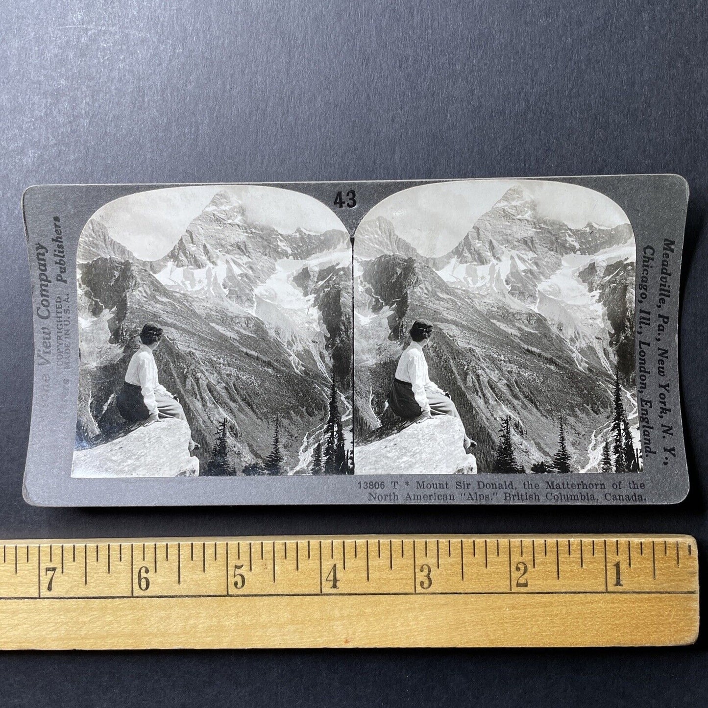 Antique 1909 Female Mountain Climber BC Canada Stereoview Photo Card P1019