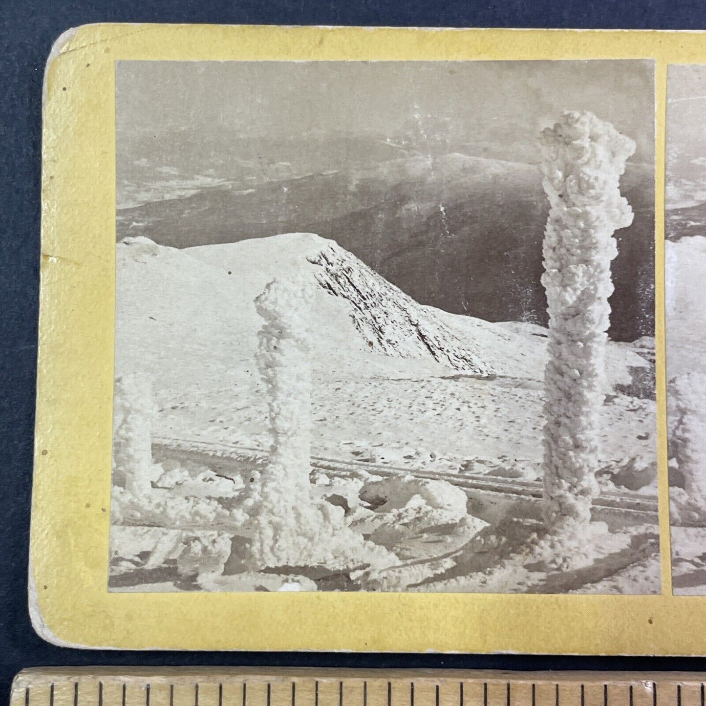 The Top of Mountain Washington Cog Railroad Stereoview New Hampshire c1870s Y913