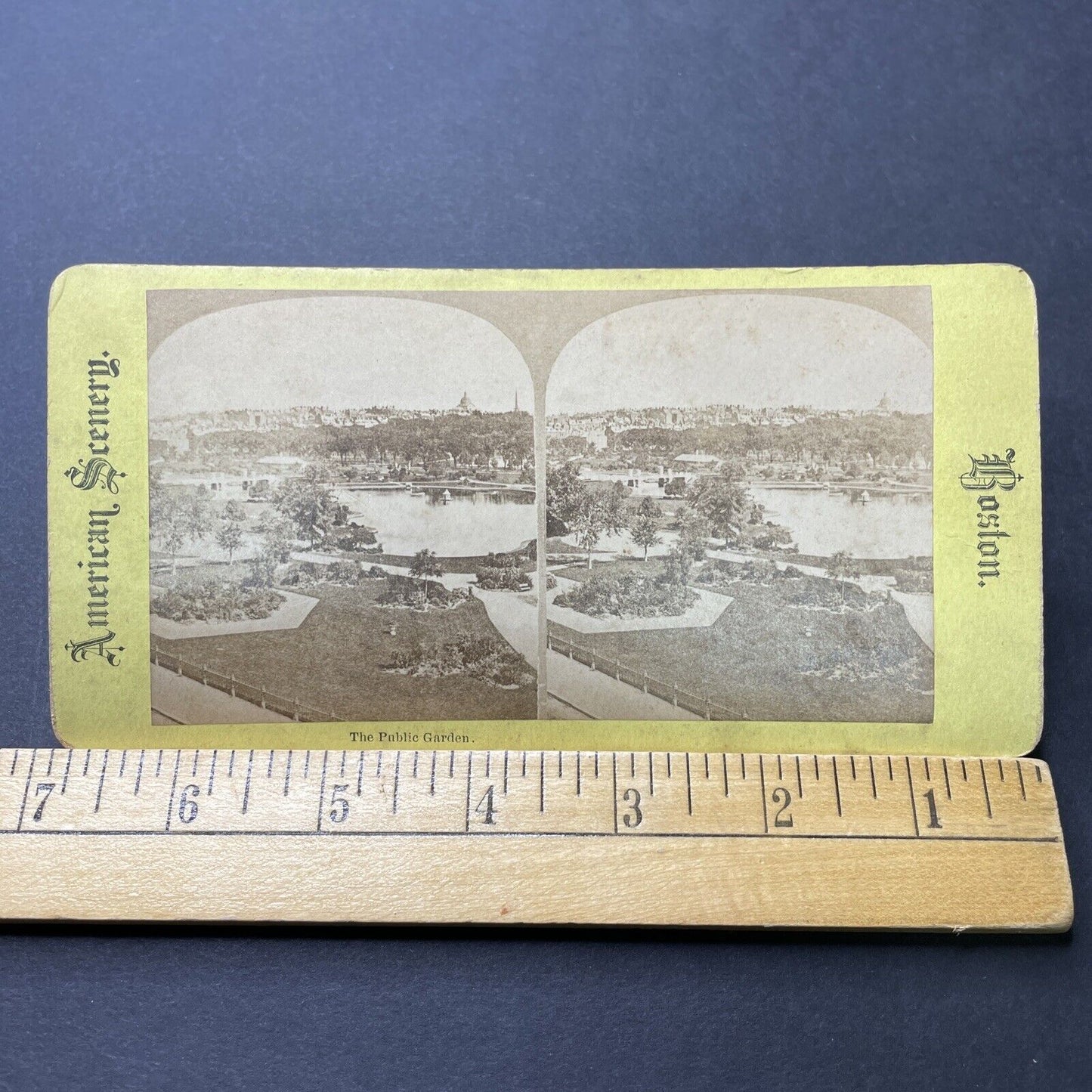 Antique 1870s Boston Common Gardens Massachusetts Stereoview Photo Card P2287