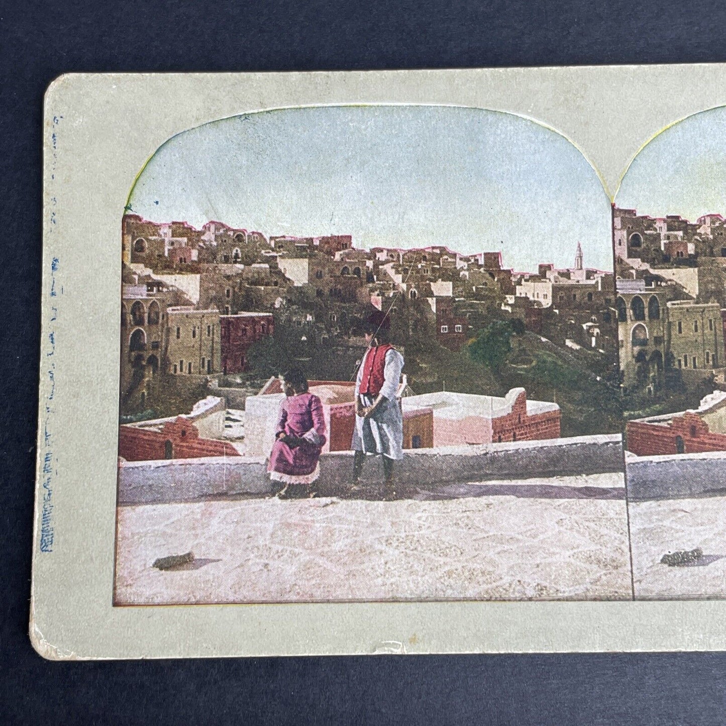 Antique 1902 Jewish Children Overlooking Bethlehem Stereoview Photo Card P1063