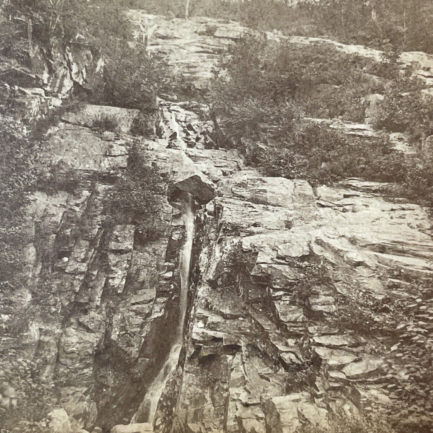 Silver Cascade Crawford Notch Stereoview Photo Edward Bookhout Antique 1875 X962