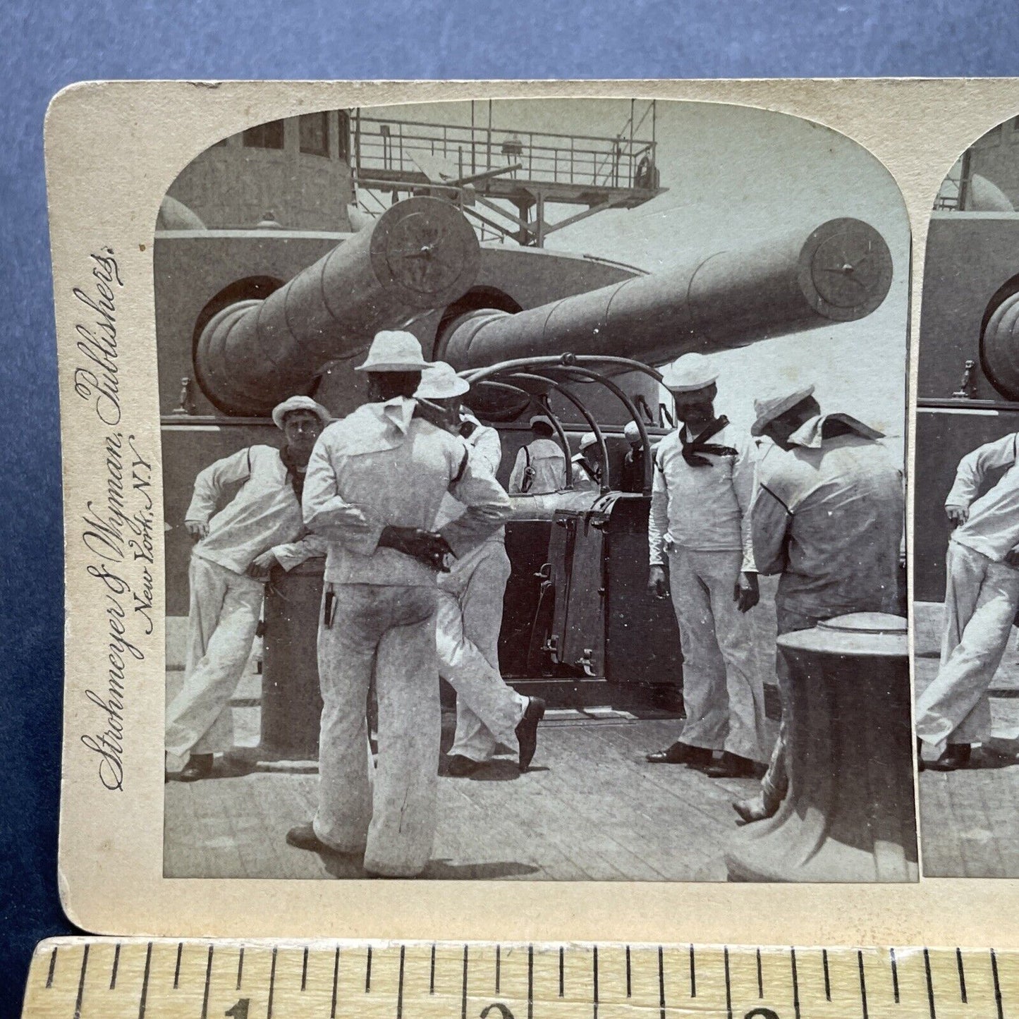 Antique 1898 West Point US Navy Sailors In Florida Stereoview Photo Card P2412