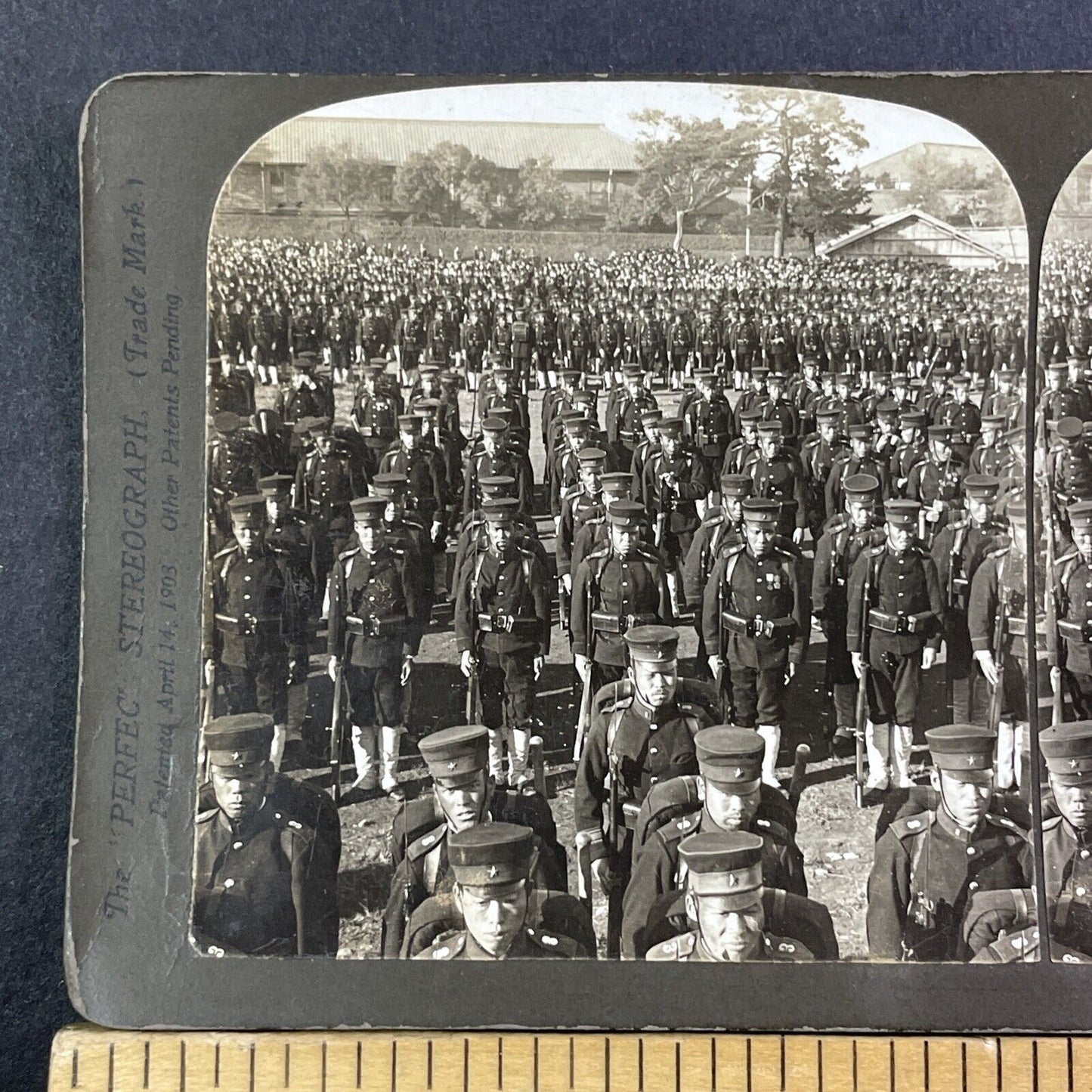 Japanese Soldiers In Formation Stereoview Tokyo Japan Antique c1905 X3117