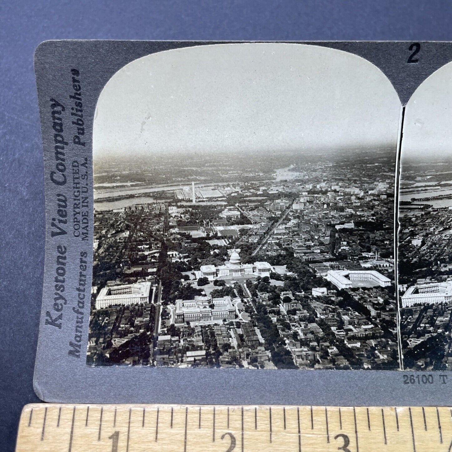 Antique 1920 Washington DC City Aerial View Stereoview Photo Card P2804