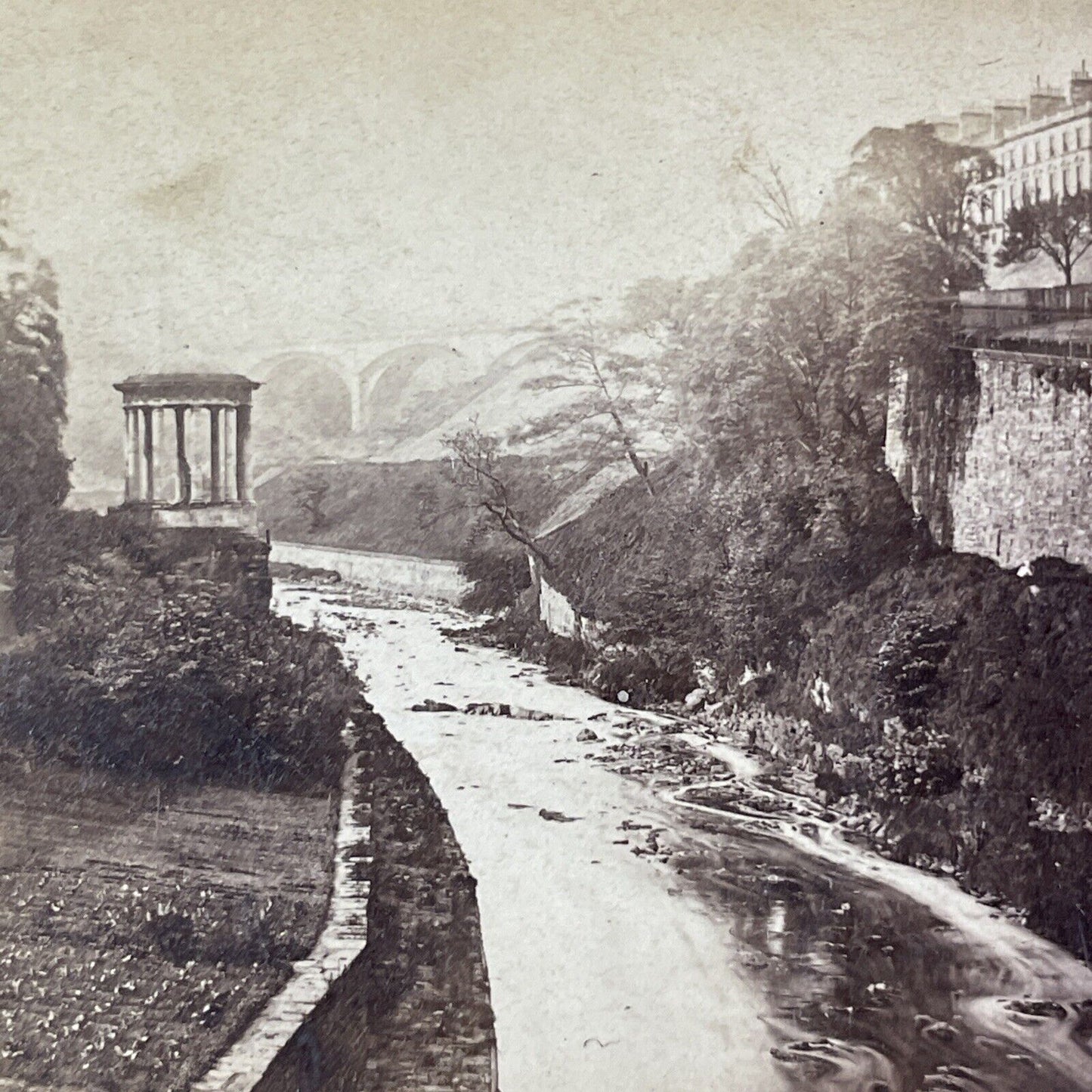 St. Bernard's Well Edinburgh Scotland Stereoview Dean Bridge Antique c1870 X3567