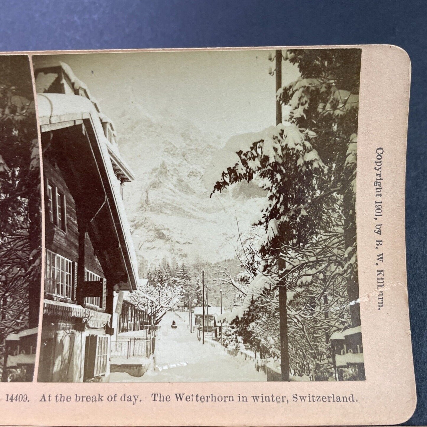 Antique 1901 Deep Snow In Grindelwald Switzerland Stereoview Photo Card P3953