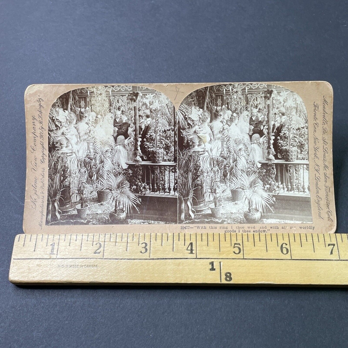 Antique 1901 Groom Places Ring On Brides Finger Stereoview Photo Card P2965