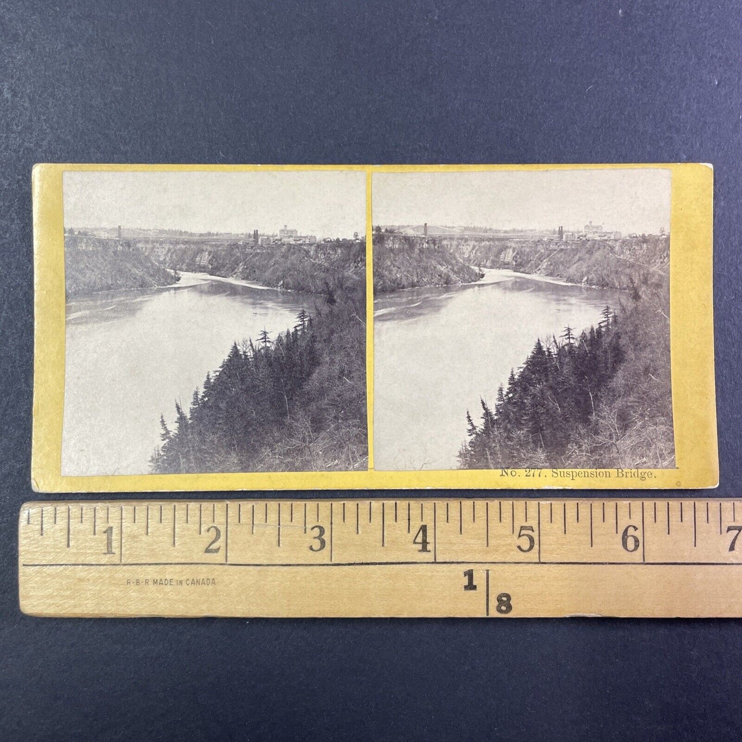 Niagara Gorge from Queenston Heights Stereoview Antique c1870s Y1871