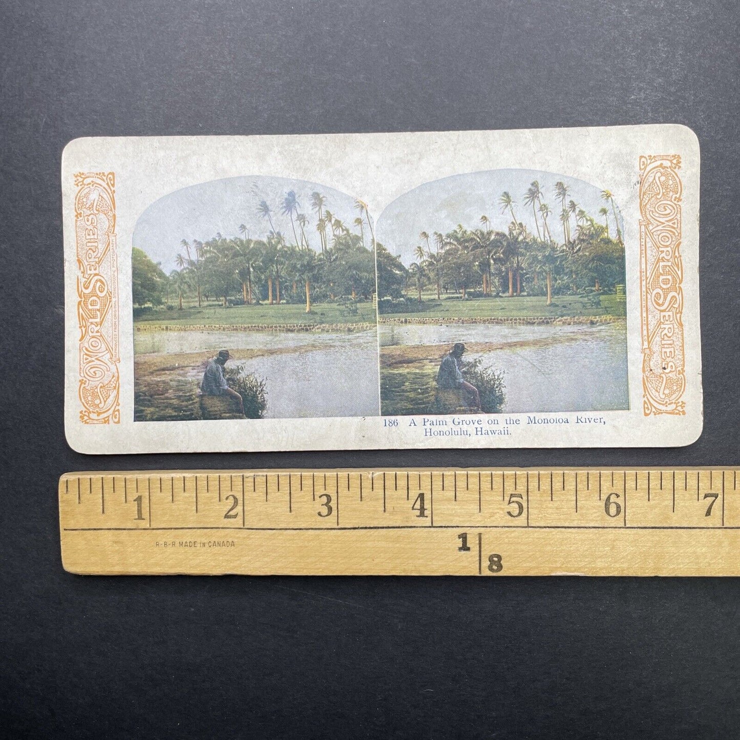 Antique 1905 Manoa Stream Honolulu Hawaii Stereoview Photo Card P580-086