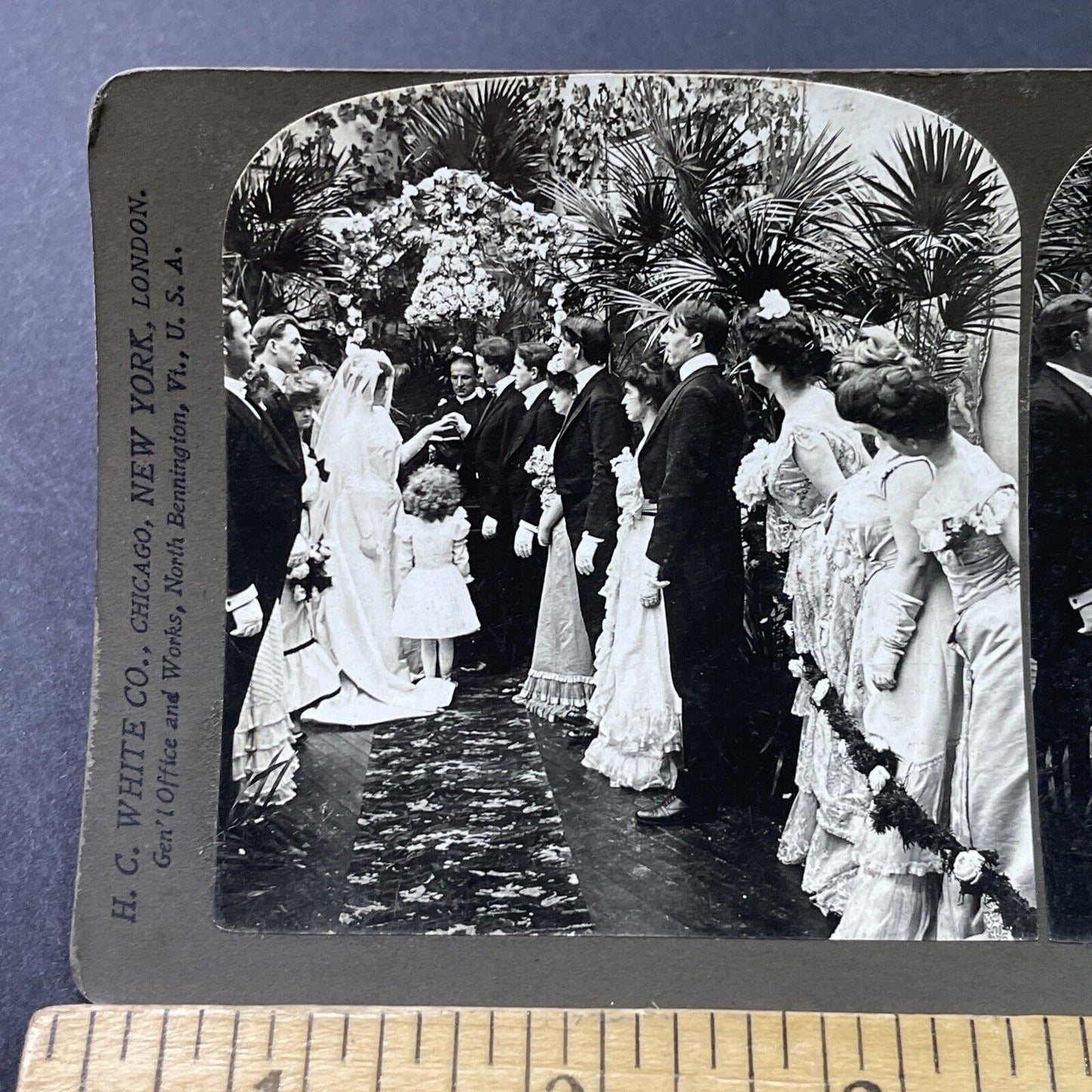 Antique 1903 Groom Puts Ring On Brides Finger Stereoview Photo Card P2906