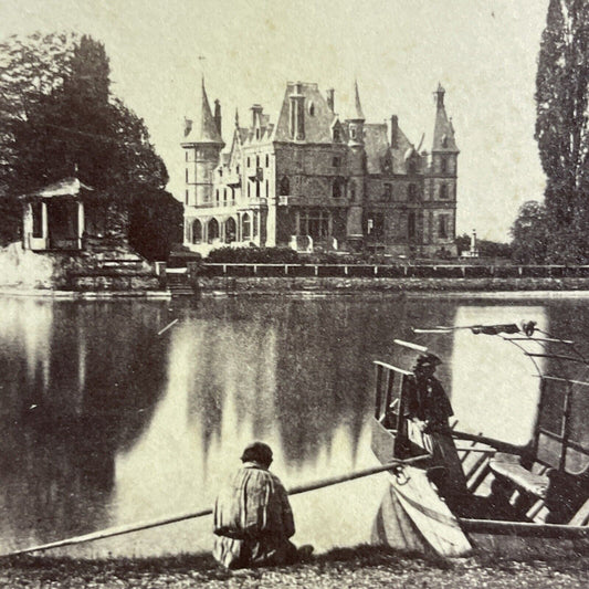 Antique 1870s Schadau Castle Thun Switzerland Stereoview Photo Card P4227