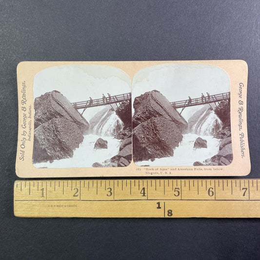 Niagara Falls Rock of Ages Bridge Stereoview George and Rawlings c1901 Y1448