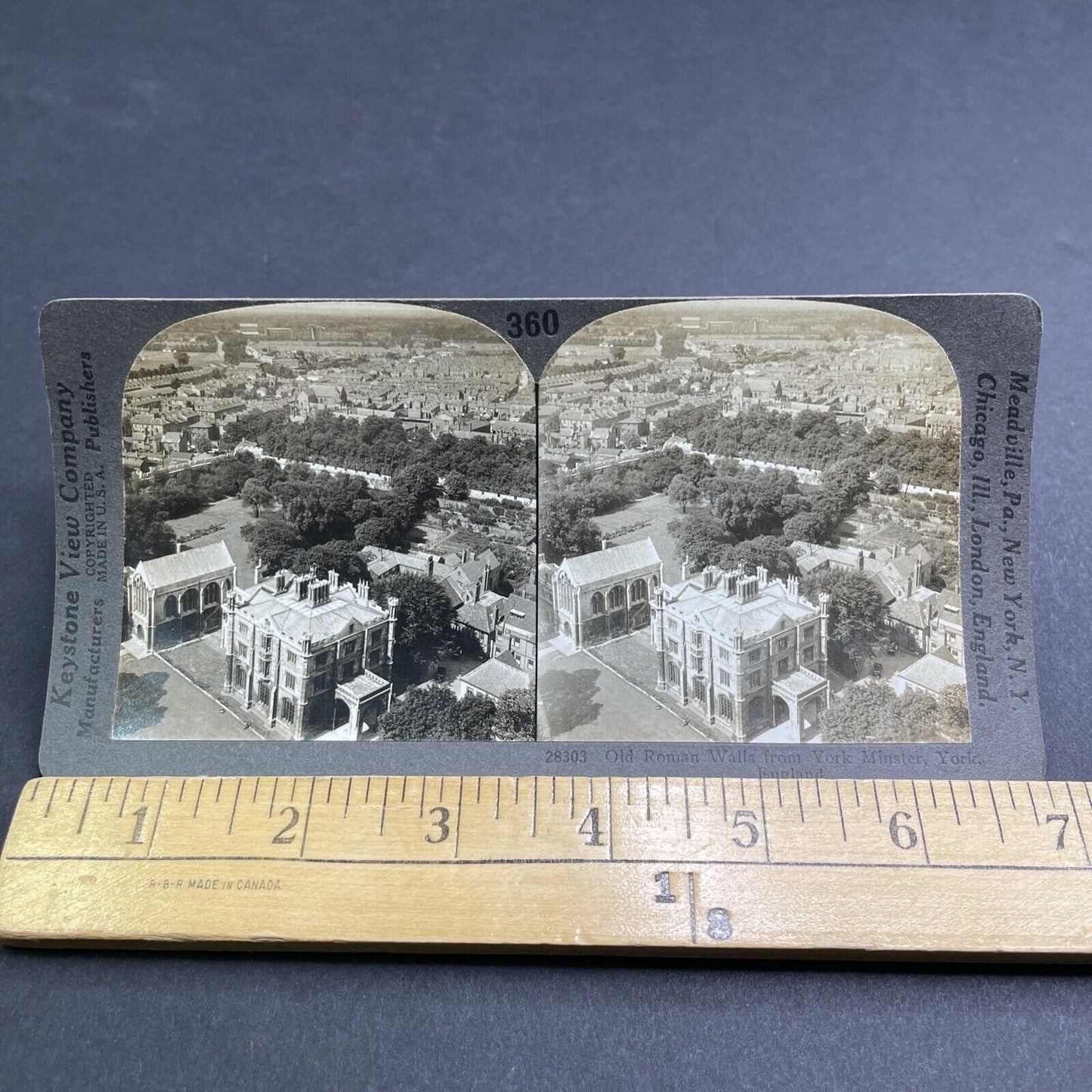 Antique 1920s Roman Walls In City Of York England Stereoview Photo Card P1934