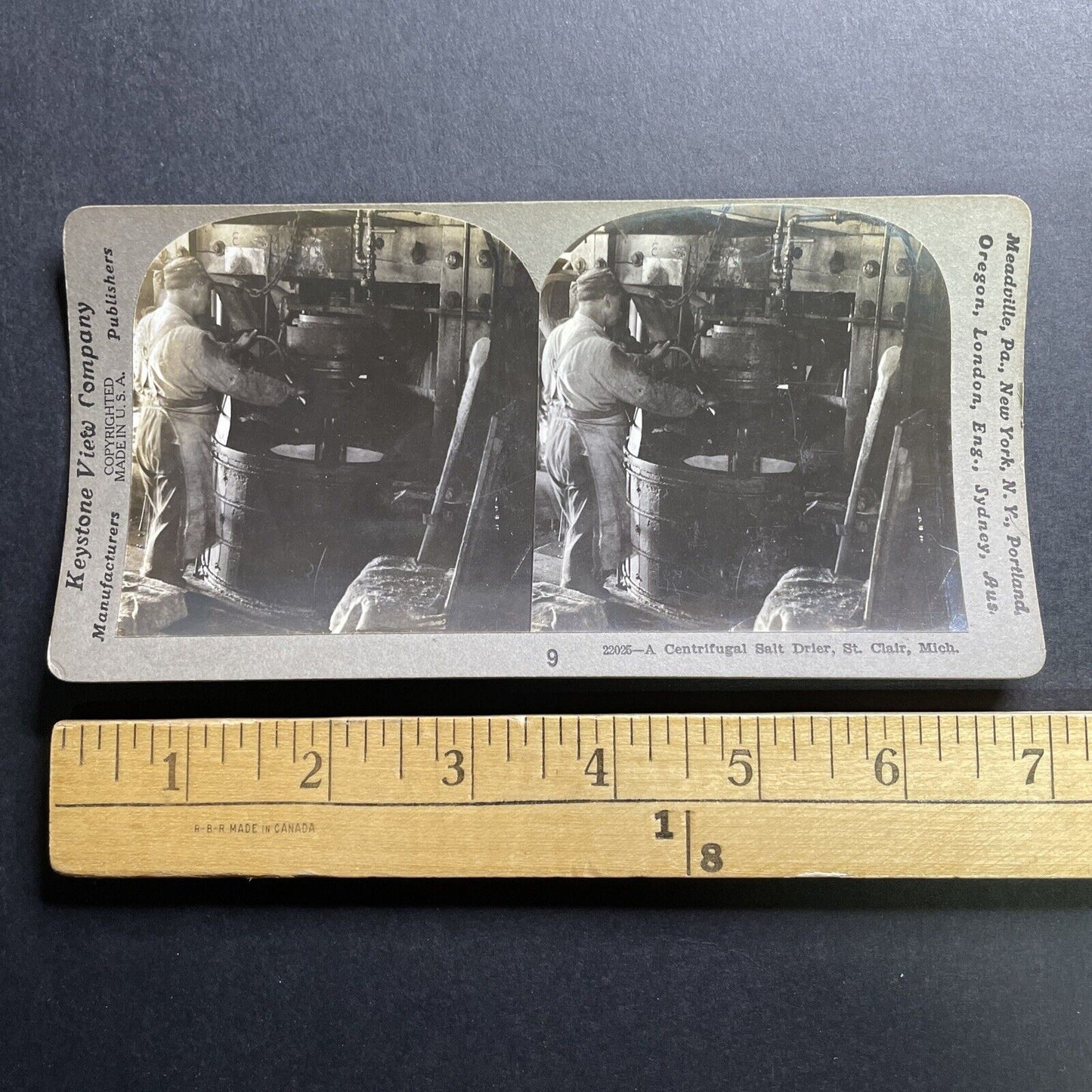 Antique 1918 Salt Centrifuge St Clair Michigan Stereoview Photo Card P1767