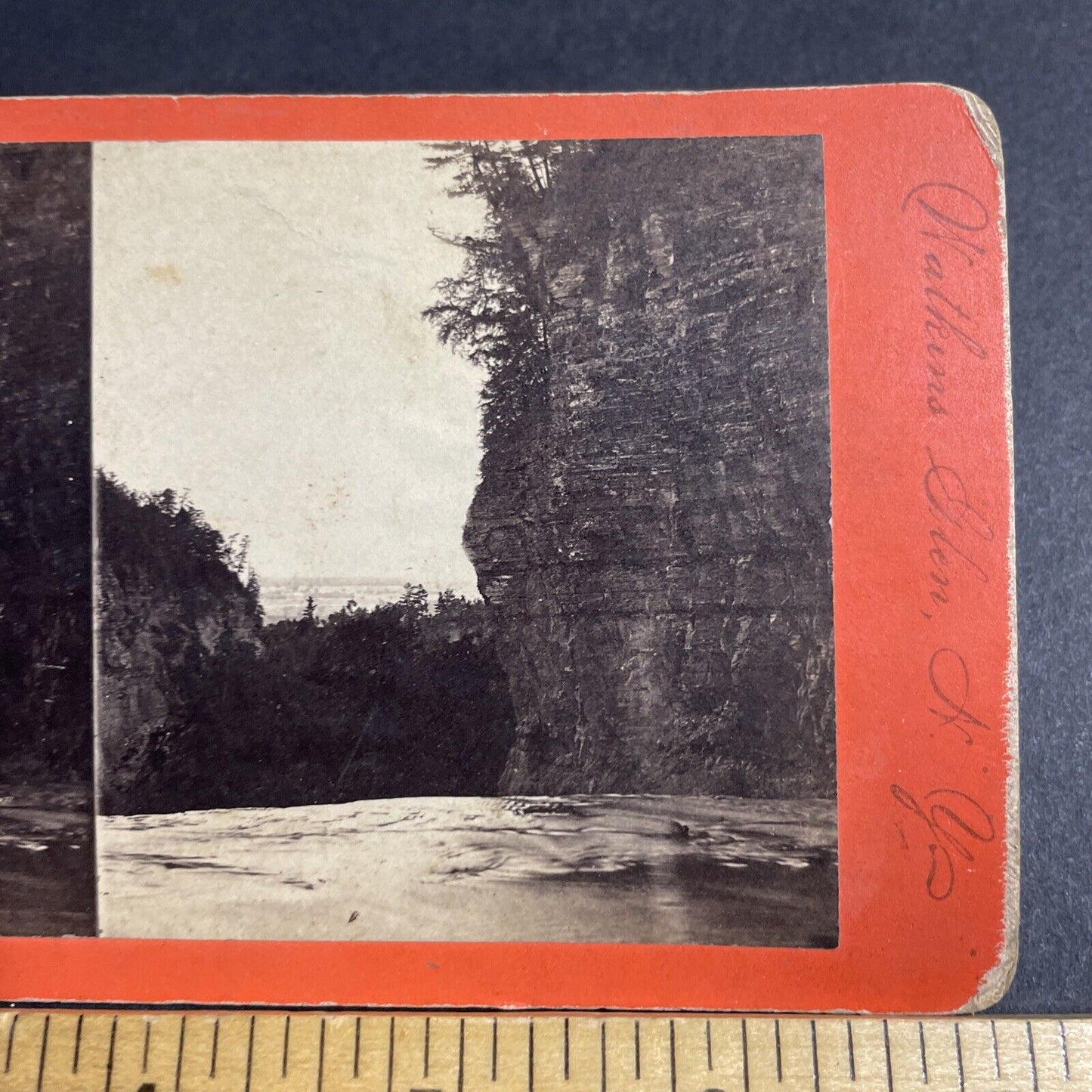 Antique 1860s The Top Of Watkins Glen Waterfall Stereoview Photo Card P4894