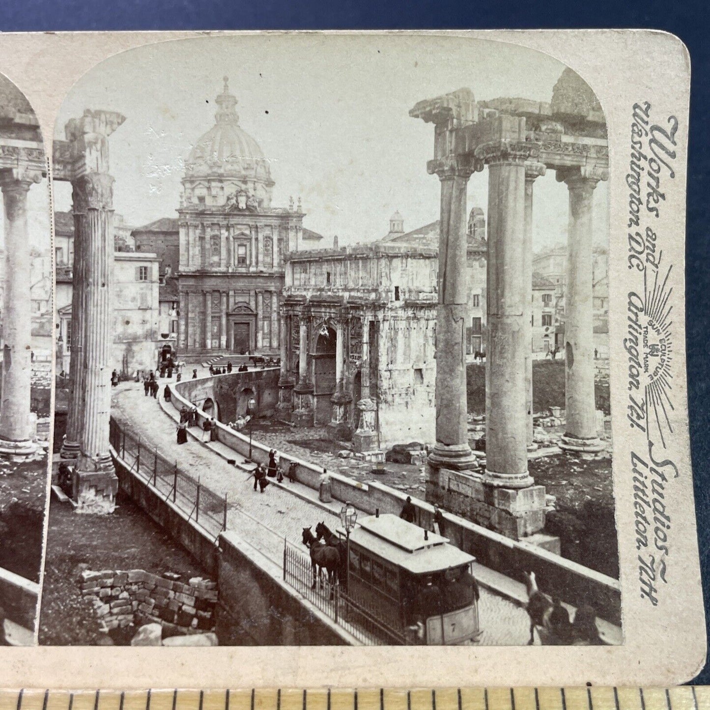 Antique 1890s Elevated Street Roman Forum Rome Italy Stereoview Photo Card P3795