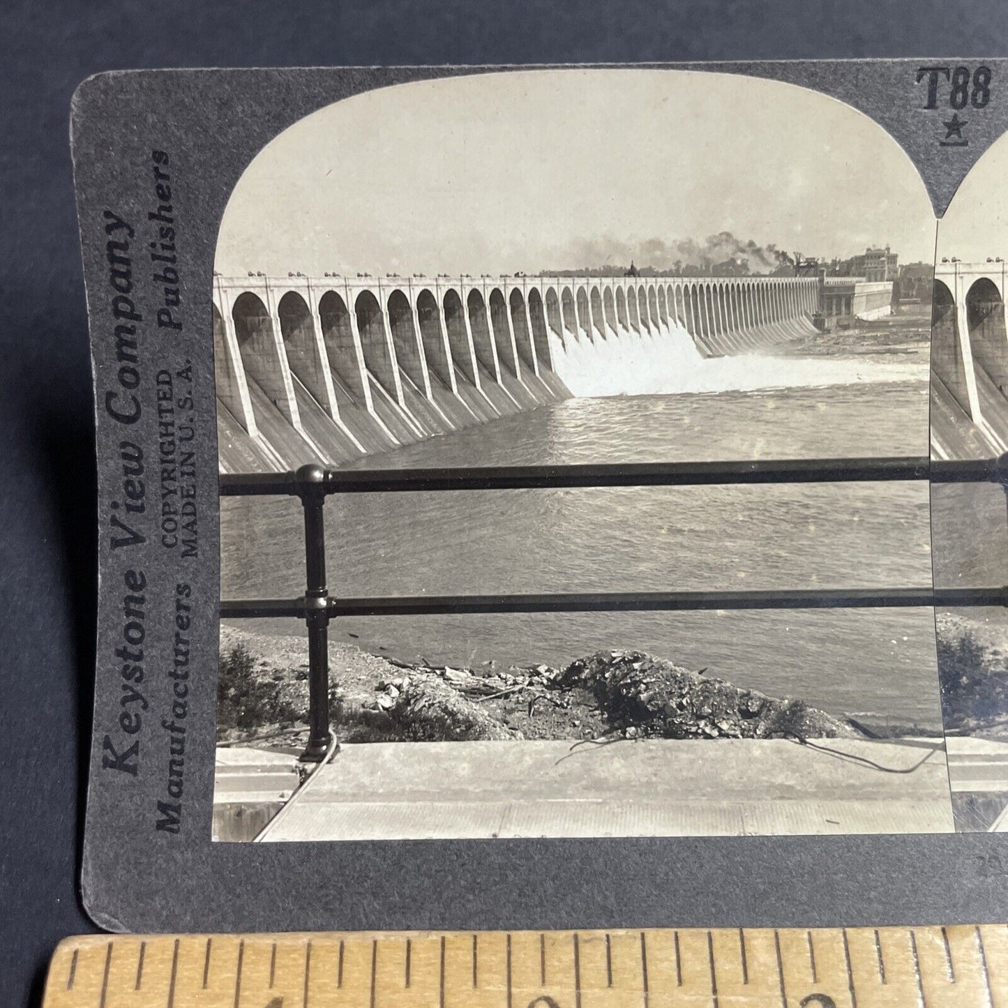 Antique 1920s Great Wilson Dam Muscle Shoals Alabama Stereoview Photo Card P4882