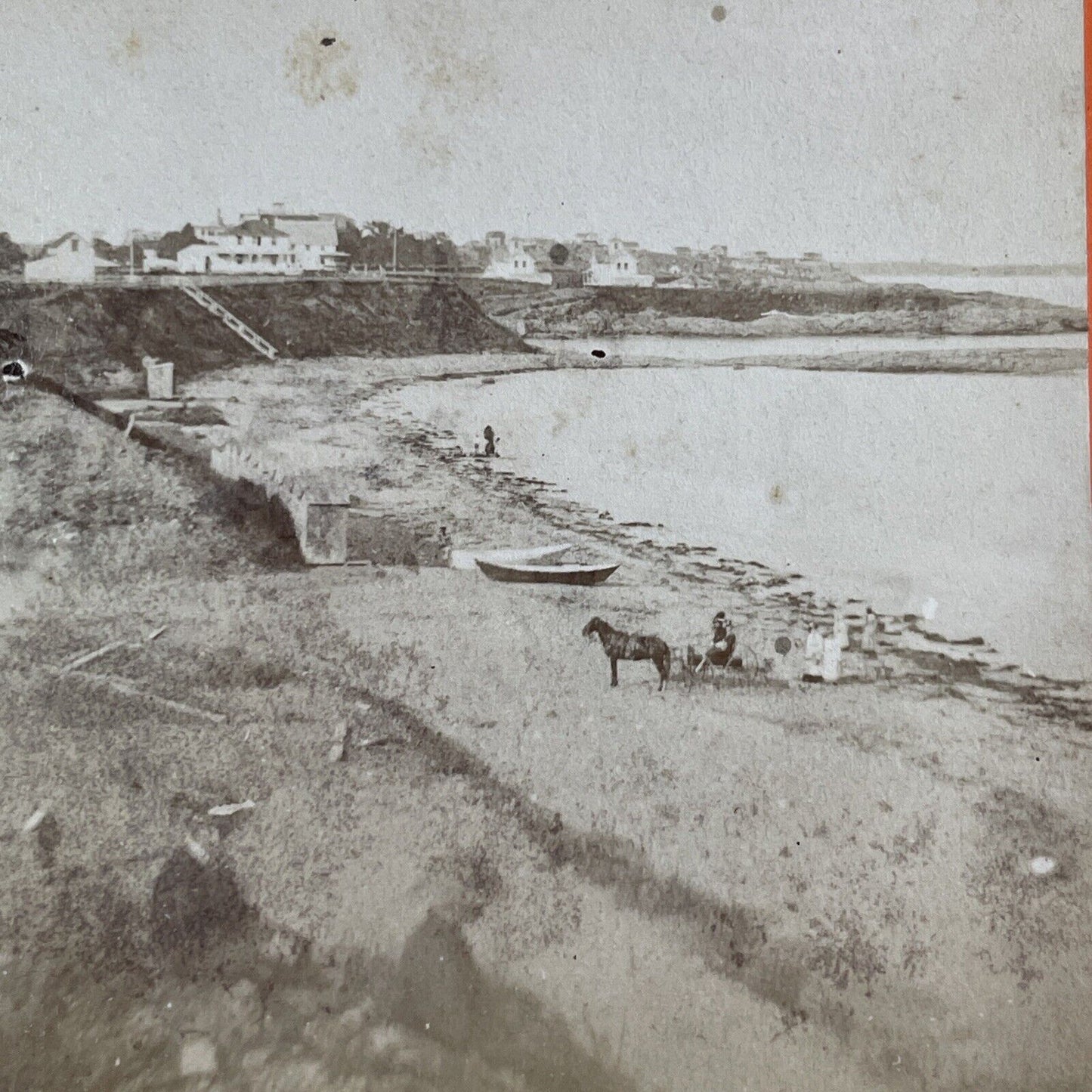 Preston Beach Clifton Massachusetts Stereoview Early Photo Antique c1870s Y166