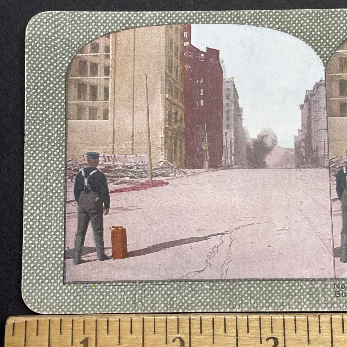 Antique 1910s San Francisco Earthquake Dynamite Stereoview Photo Card 2300-46