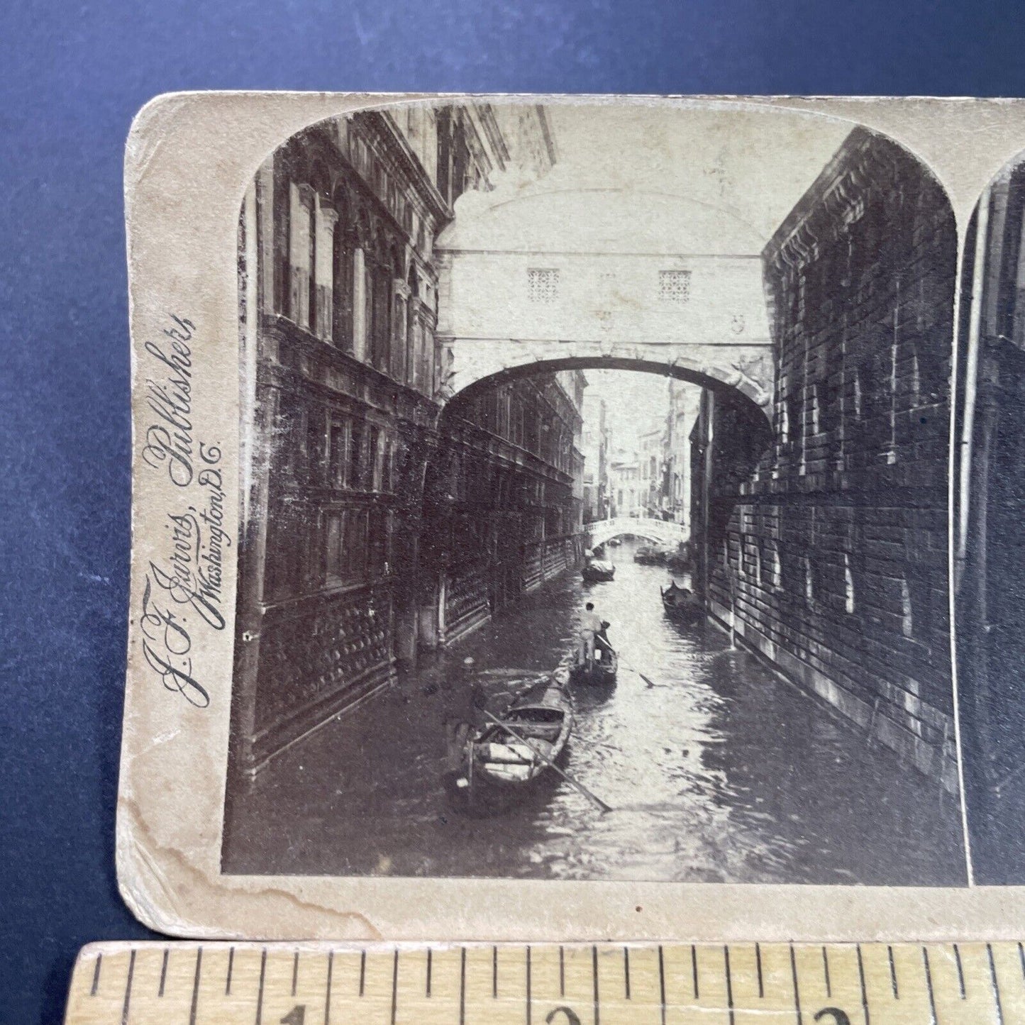 Antique 1880s Gondola Boats In Venice Italy Stereoview Photo Card P3946