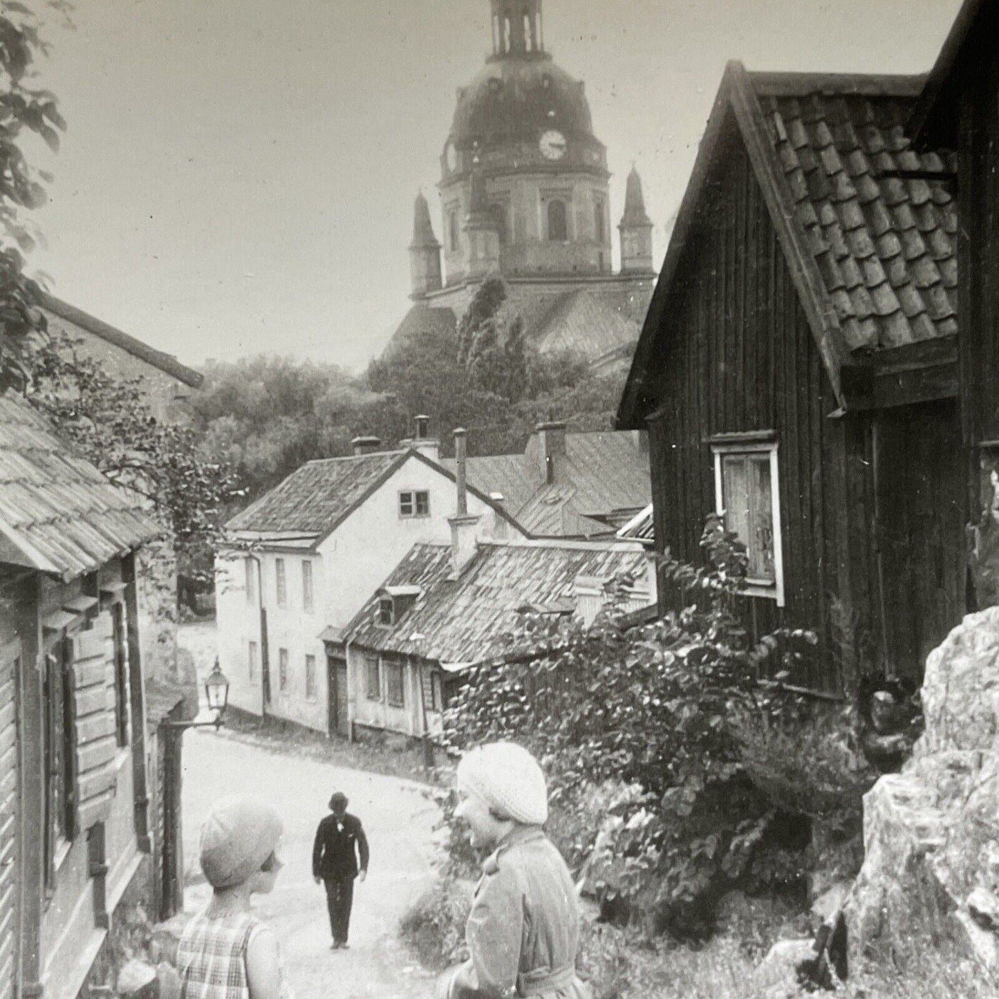 Antique 1920s Katarina Church Stockholm Sweden Stereoview Photo Card V3008