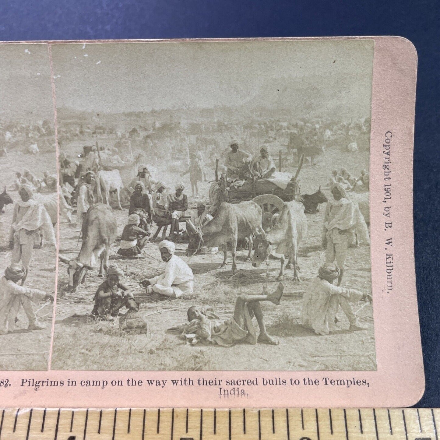 Antique 1901 Poor Peasants & Pilgrims In India Stereoview Photo Card P3943